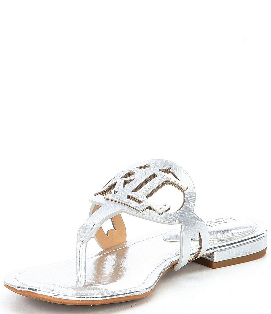 Lauren Ralph Lauren Audrie Leather Logo Thong Sandals