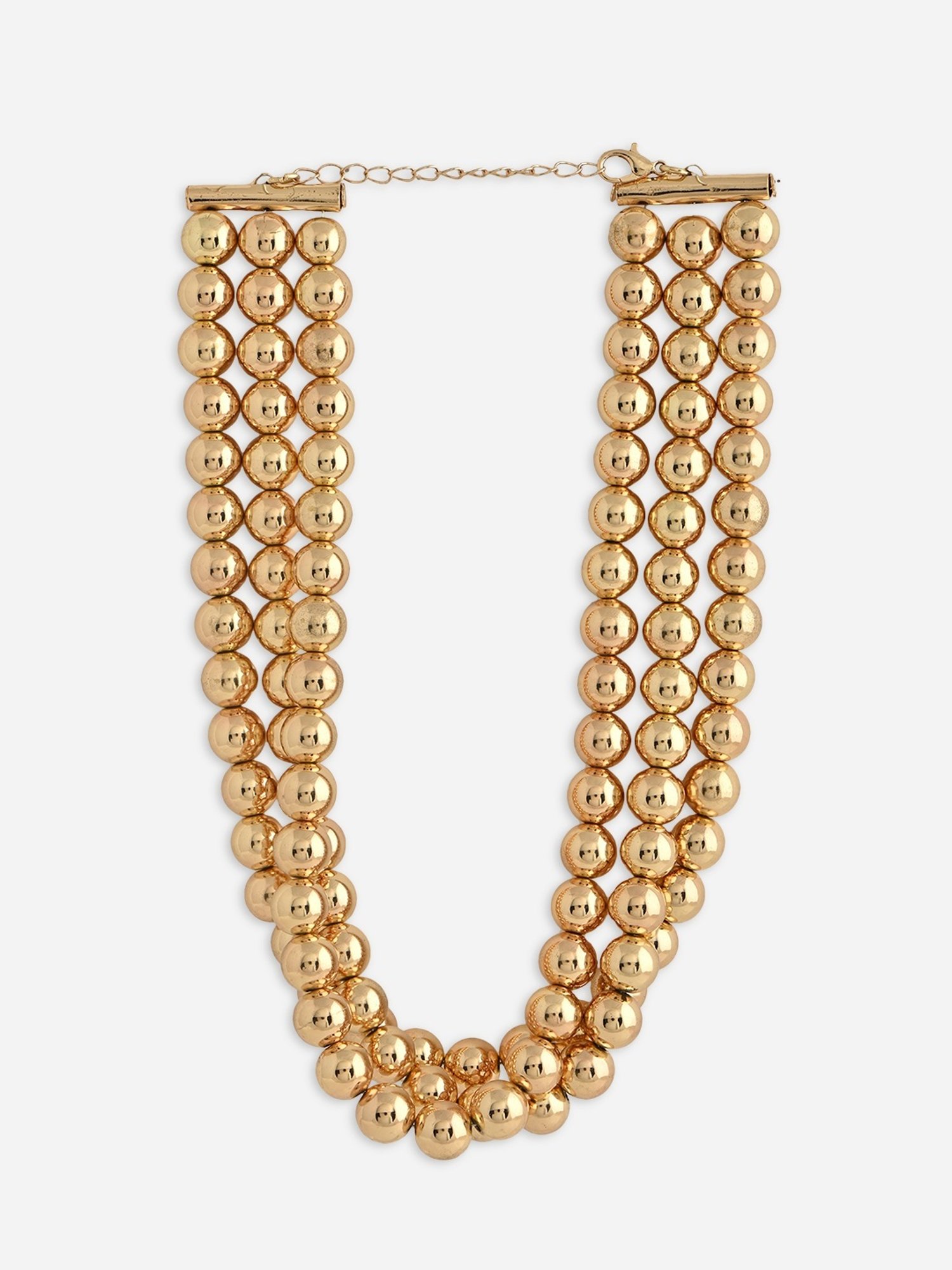 ToniQ Gold Beaded Statement Choker Necklace for Women