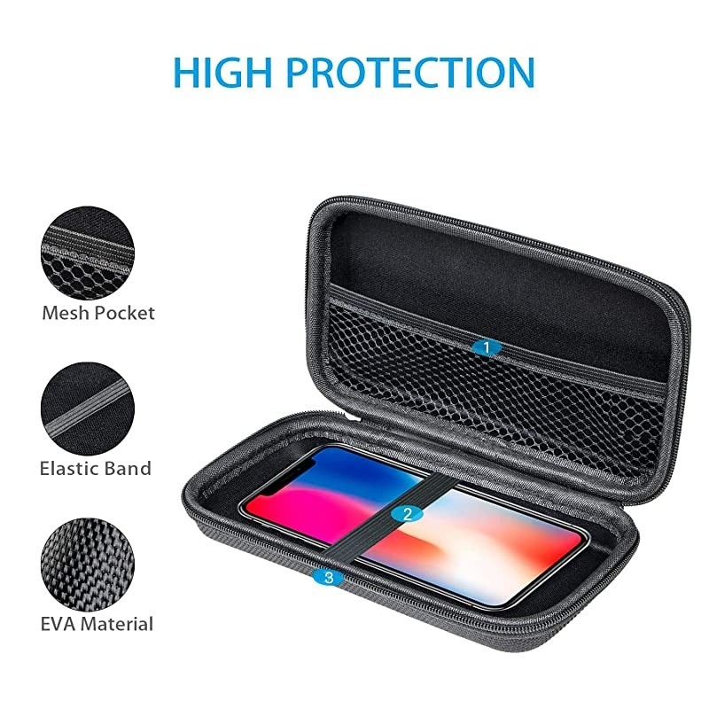 Portable Protection Hard EVA Case for External BatteryCell PhoneGPSHard DriveUSBCharging CableCarrying Bag Mesh Inner PocketZipper Enclosure n Durable ExteriorUniversal Travel Pouch Bag