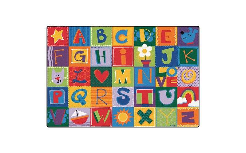 4'x6' Rectangle Woven letters Area Rug Red - Carpets For Kids