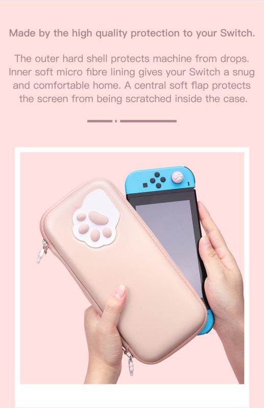 Cute Paw Cute Pouch for Nintendo Switch Bag Travel Carrying Case for Nintendo Switch Lite Games Hard Portable Storage Bag