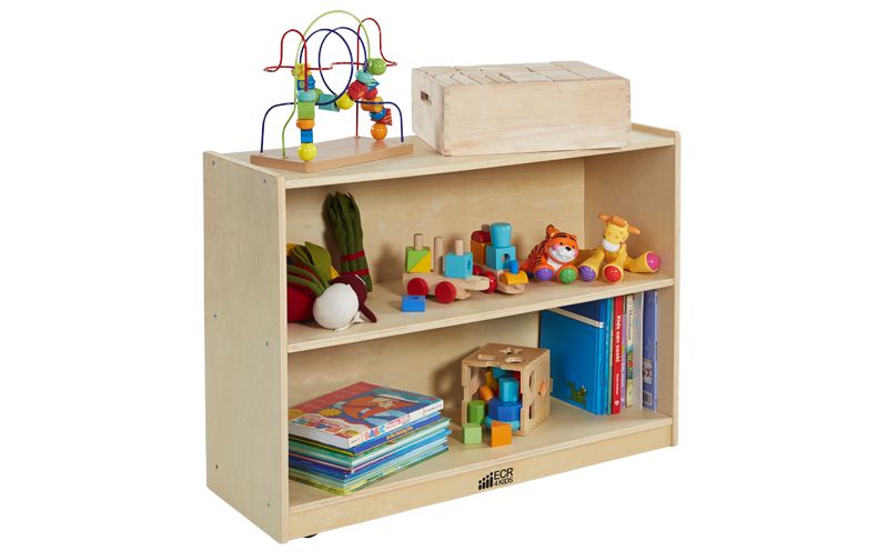 ECR4Kids Birch 2 Shelf Storage Cabinet with Back, Wood Book Shelf Organizer