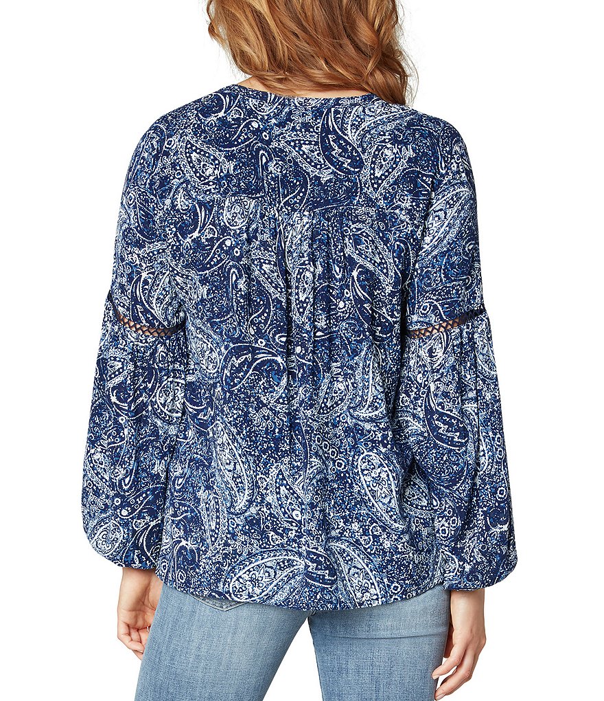 Liverpool Los Angeles Tassel Tie Puff Sleeve Paisley Print Top