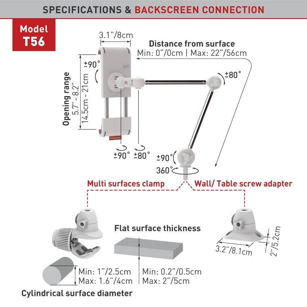 Barkan Tablet Mount Stand for Universal Tablets - White and Silver