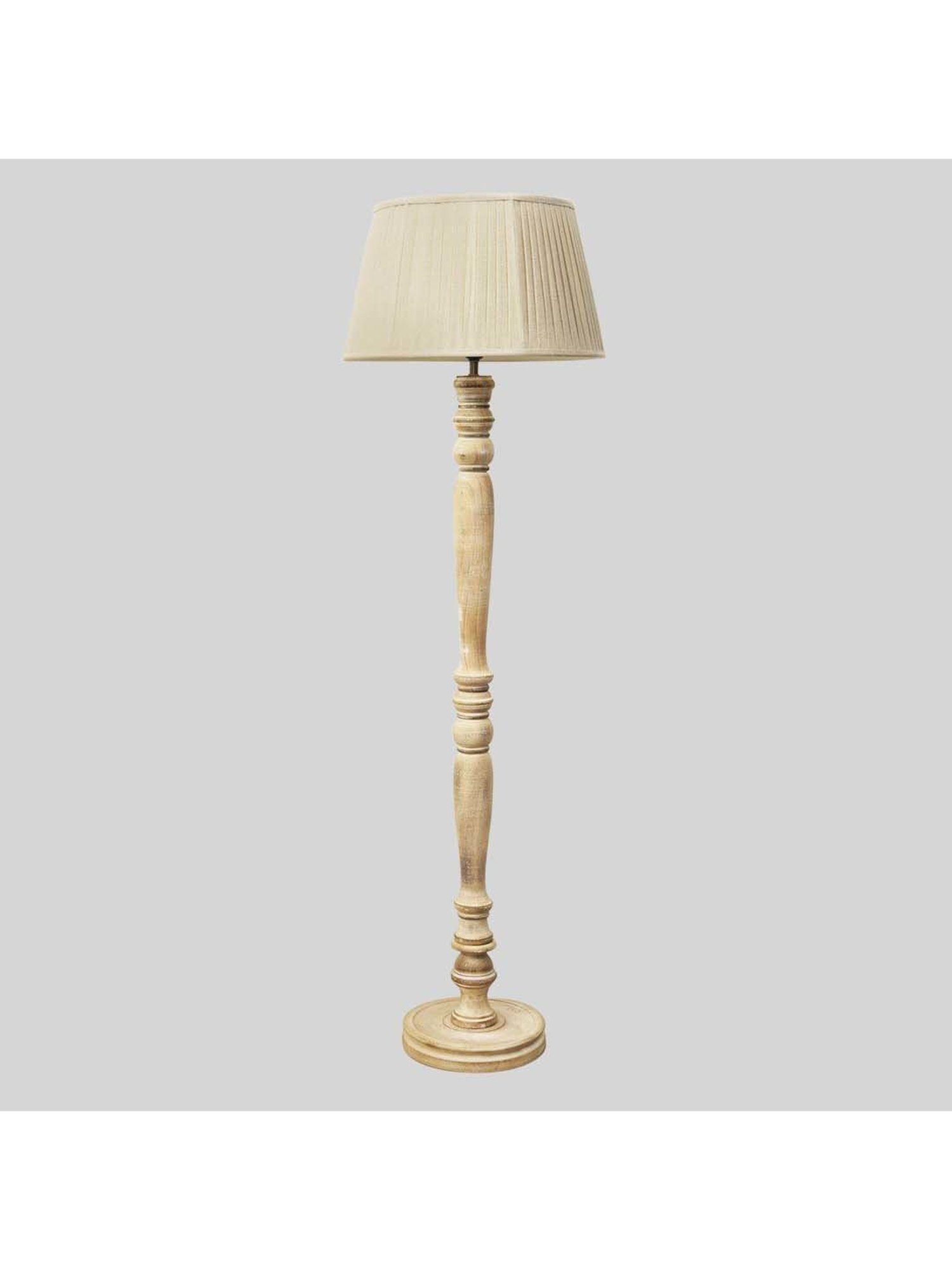 Kapoor E Illuminations Siemon Distress White Wood Single Light Floor Lamp