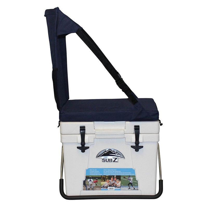 Sub Z Travel 23 Quart Double Wall Insulated Cooler with Cushioned Seat, White