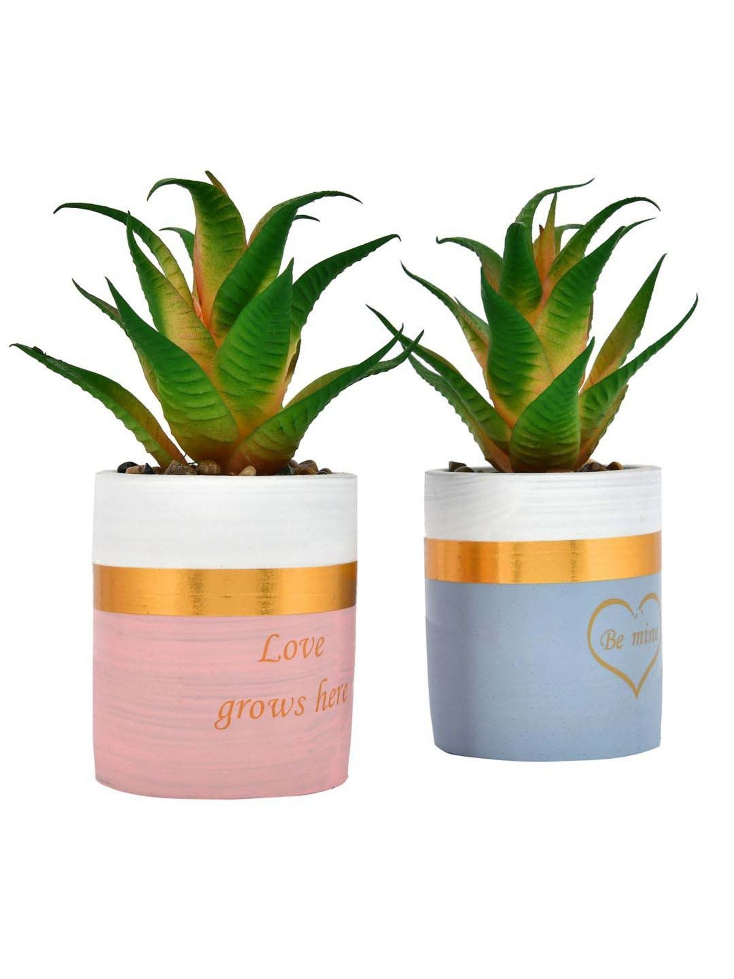 Tayhaa Multicolor Ceramic Citrus Delight Artificial Succulent With Planters - Set of 2