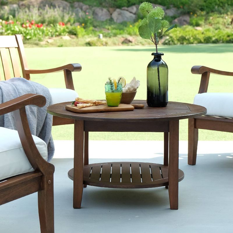 Sopra 5pc Wood Patio Chat Set - Brown - Cambridge Casual
