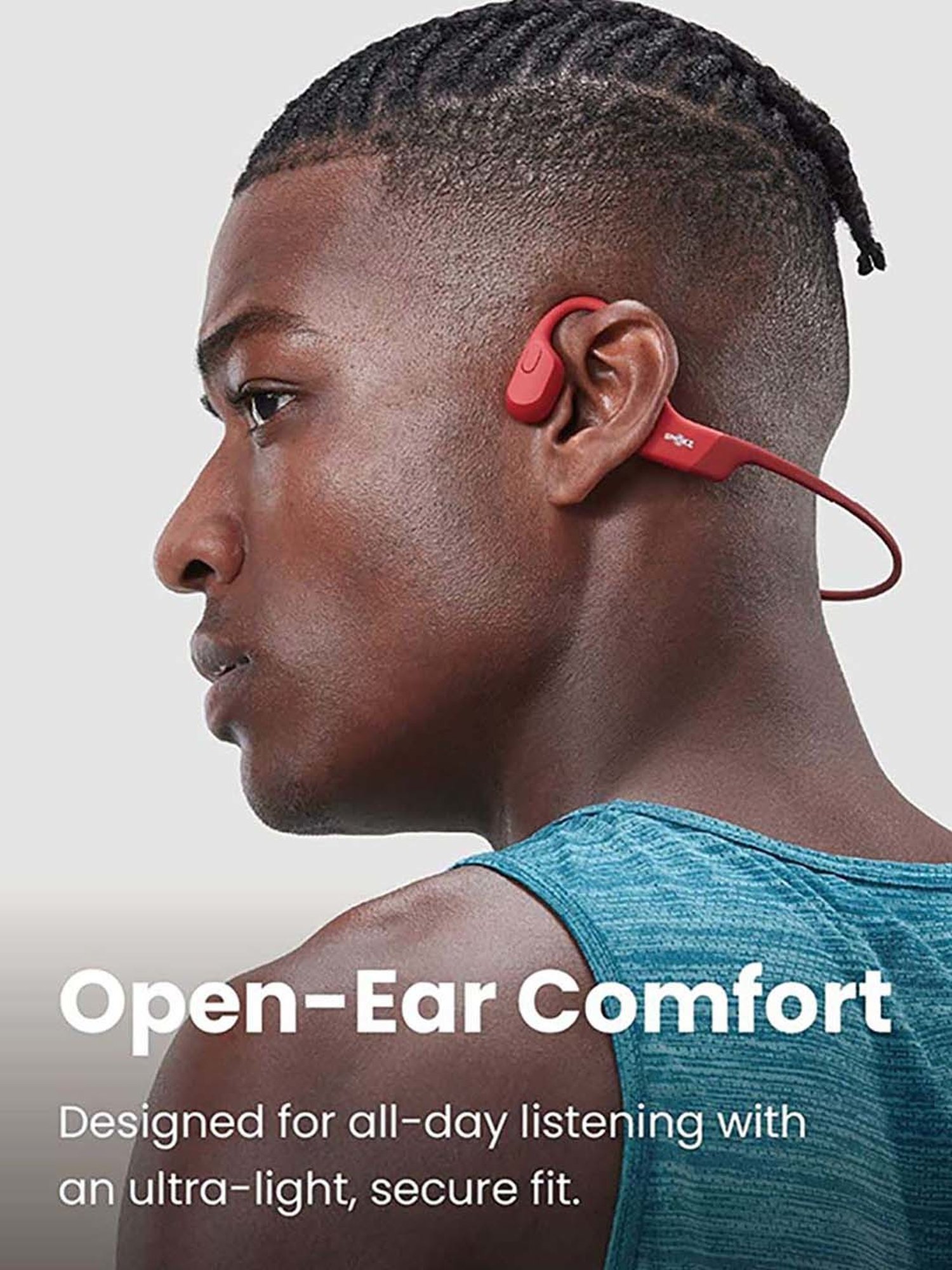 Shokz OpenRun Open-Ear Bluetooth Bone Conduction Sport Headphones (Red)