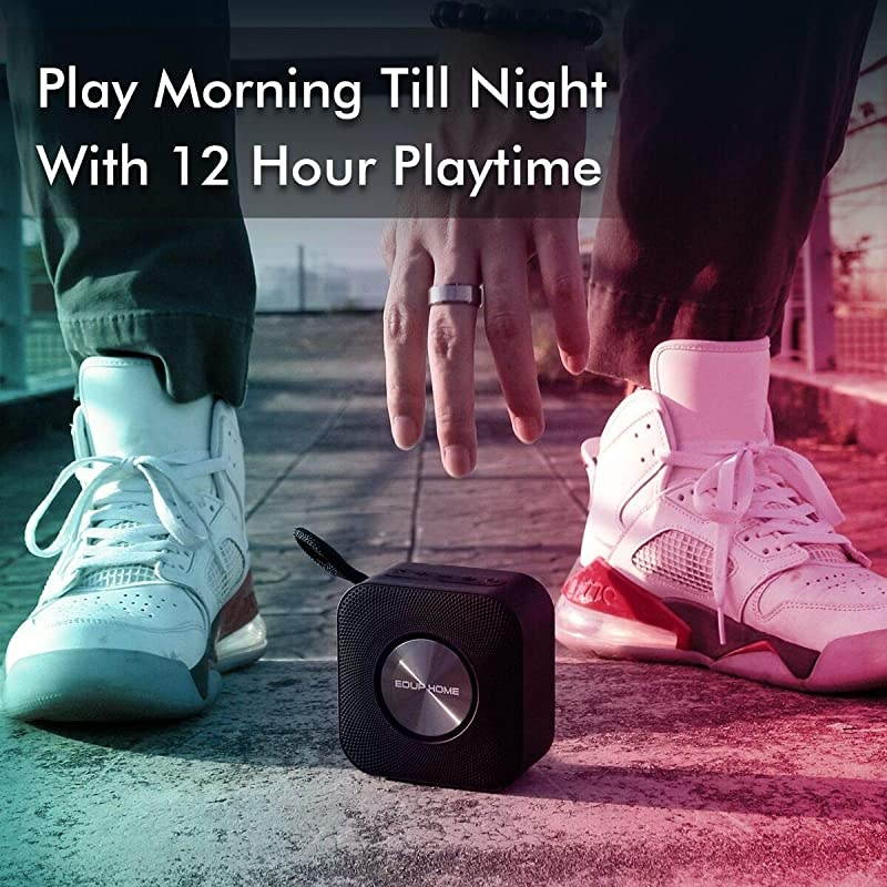 50 Bluetooth Speaker Stereo 15W with Mic Hand Free Call IPX7 Waterproof Louder Volume 12 H Playtime 80 Ft Wireless Range Speakers with Pulsating Lights for Home Party Music Black