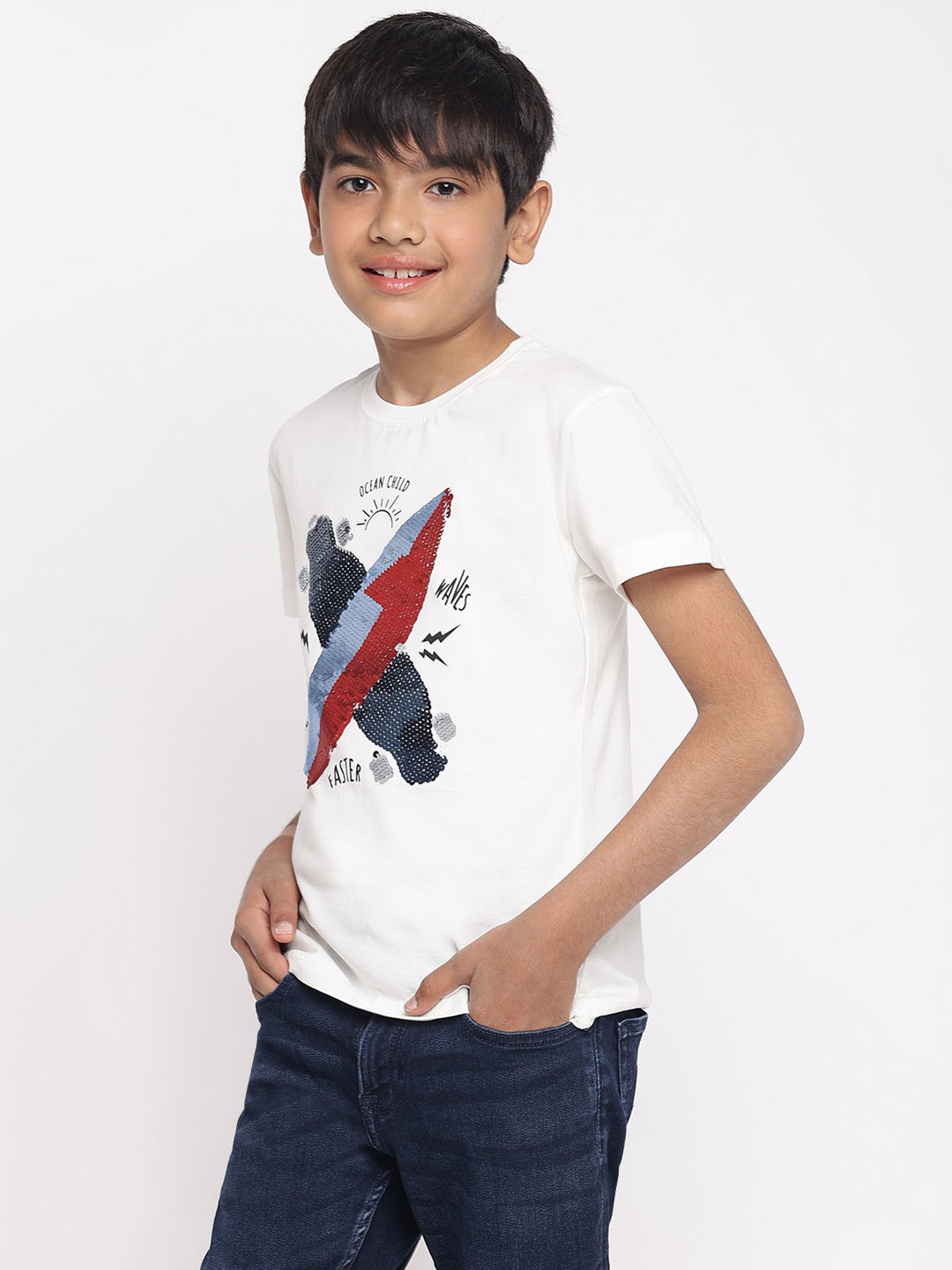 Lil Tomatoes Kids White Embellished T-Shirt