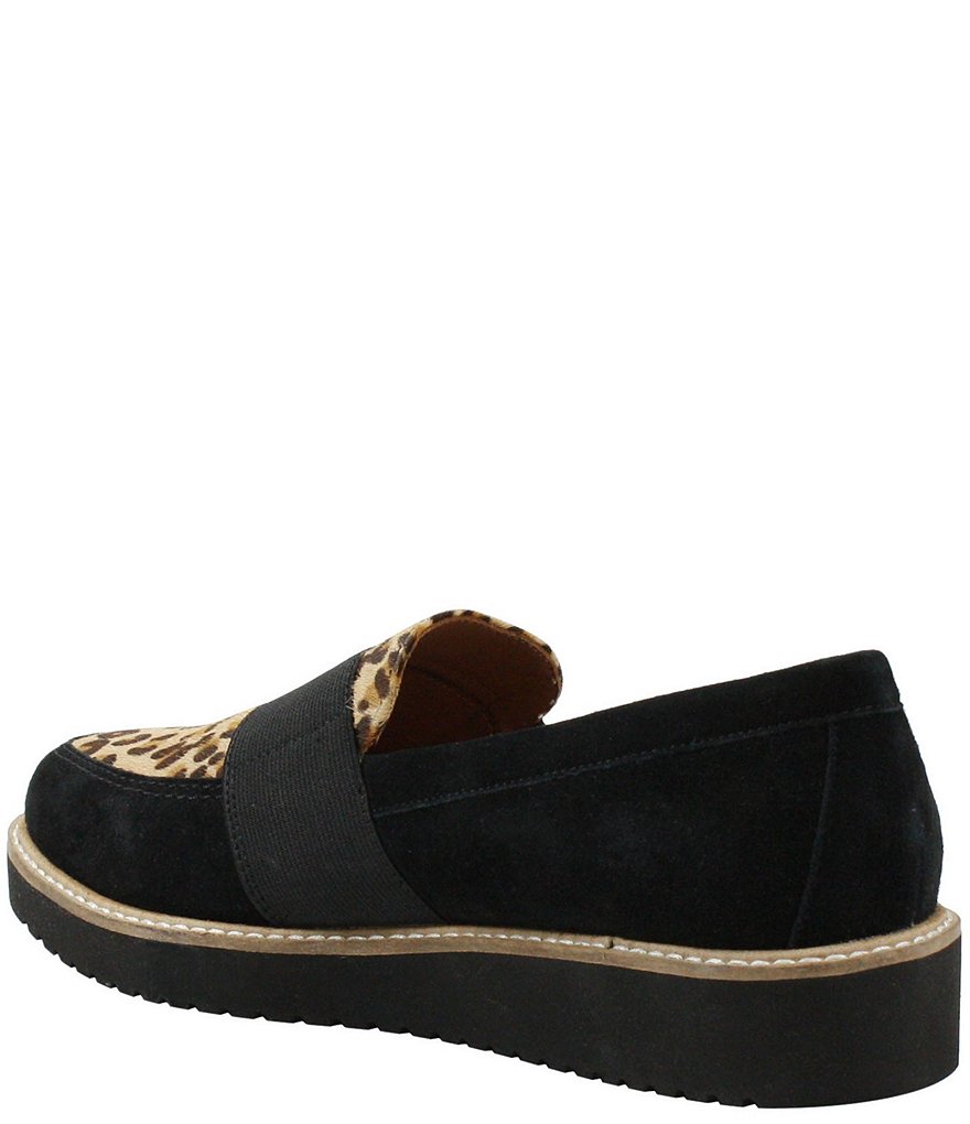 L'Amour Des Pieds Xanthus Suede Leopard Print Calf Hair Penny Loafers