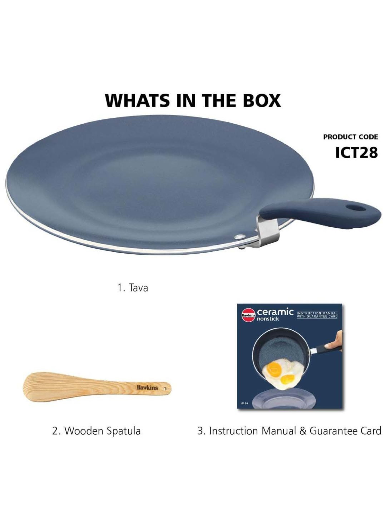 Hawkins Black Ceramic 28 cm Induction Paratha Granite Griddle Tawa (Ict28)