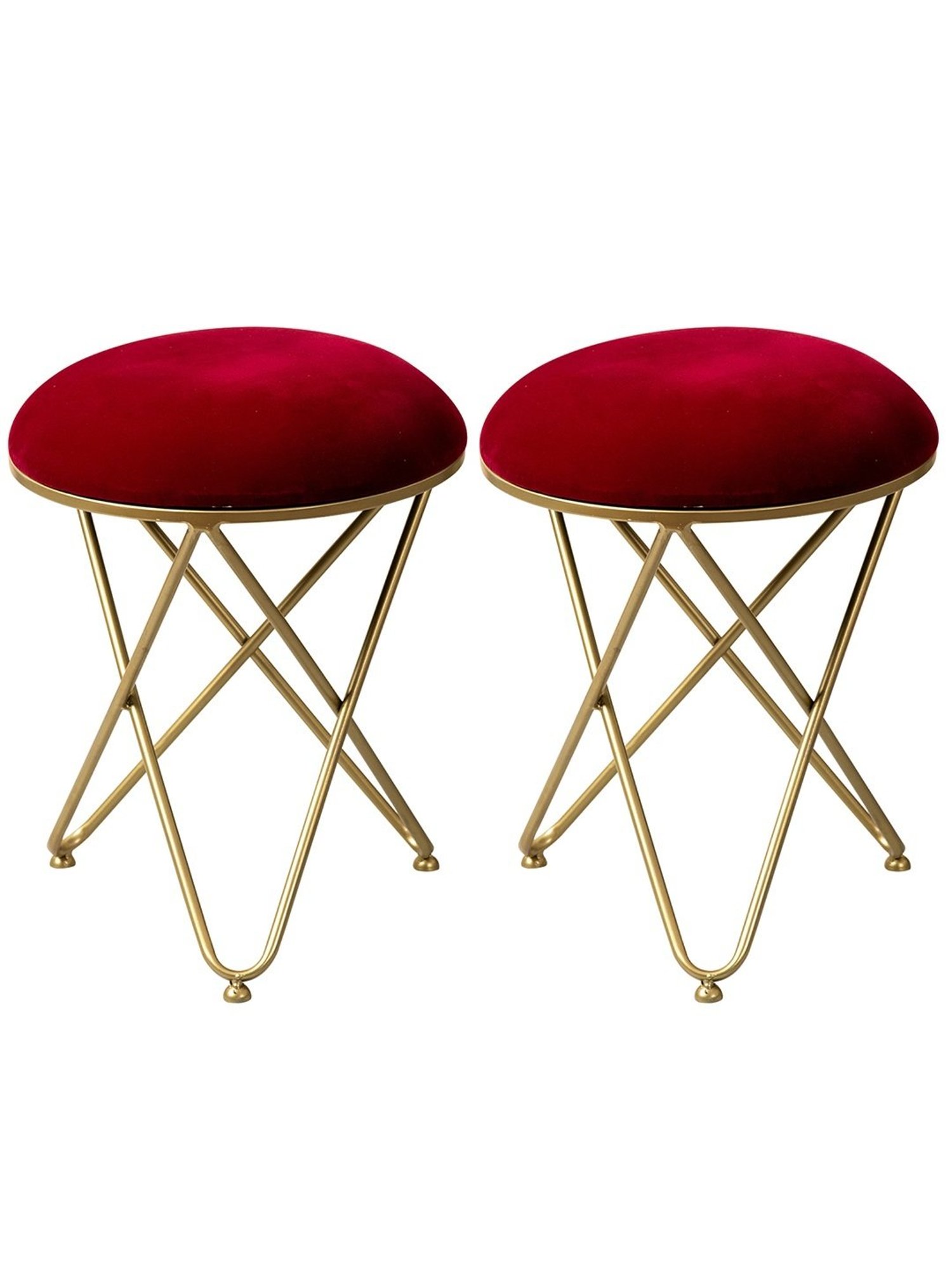 Nestroots Solid Maroon Velvet Puffy Pouffes Foot Stool Ottoman