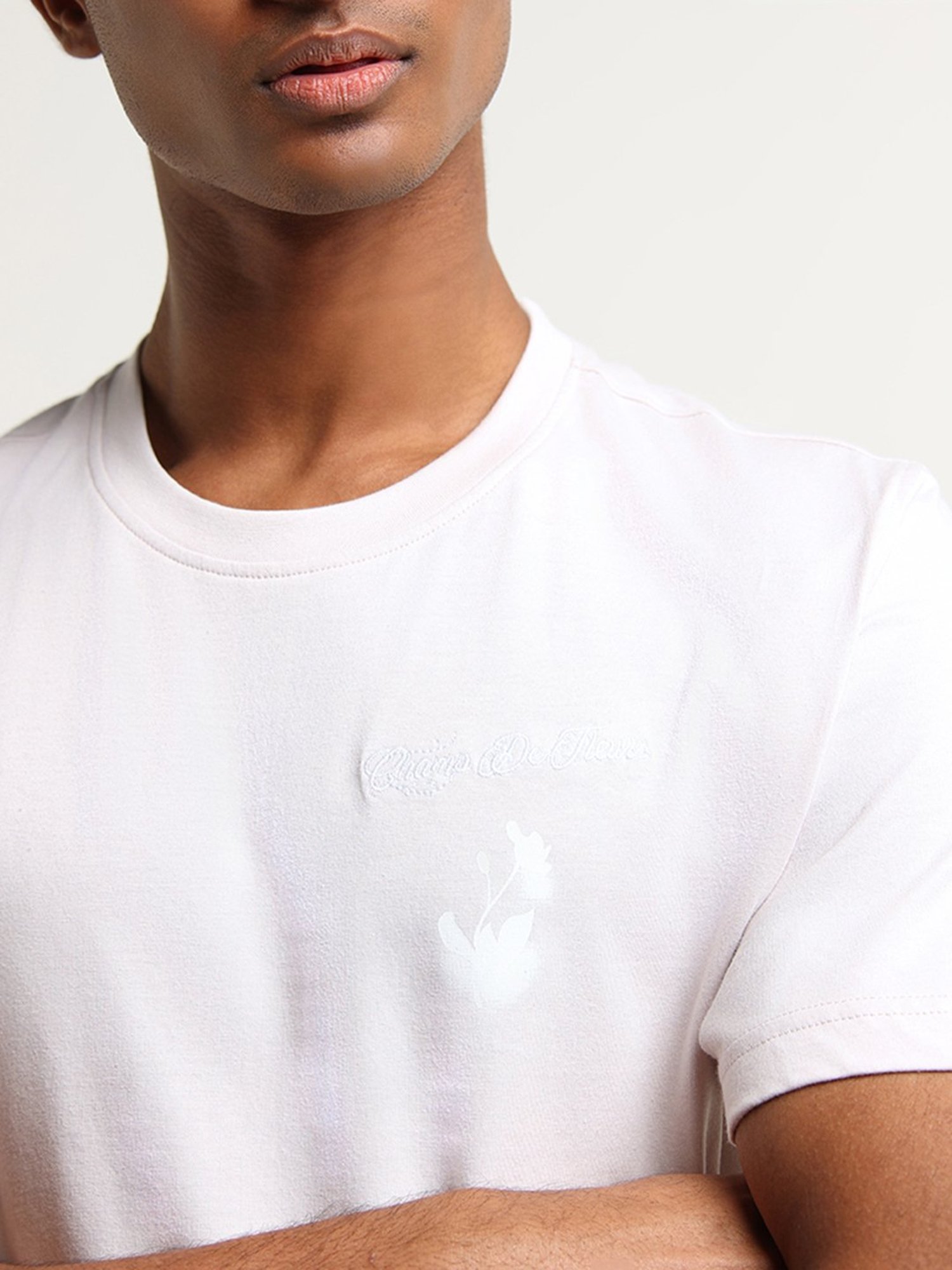 Nuon by Westside Light Pink Slim Fit T-Shirt