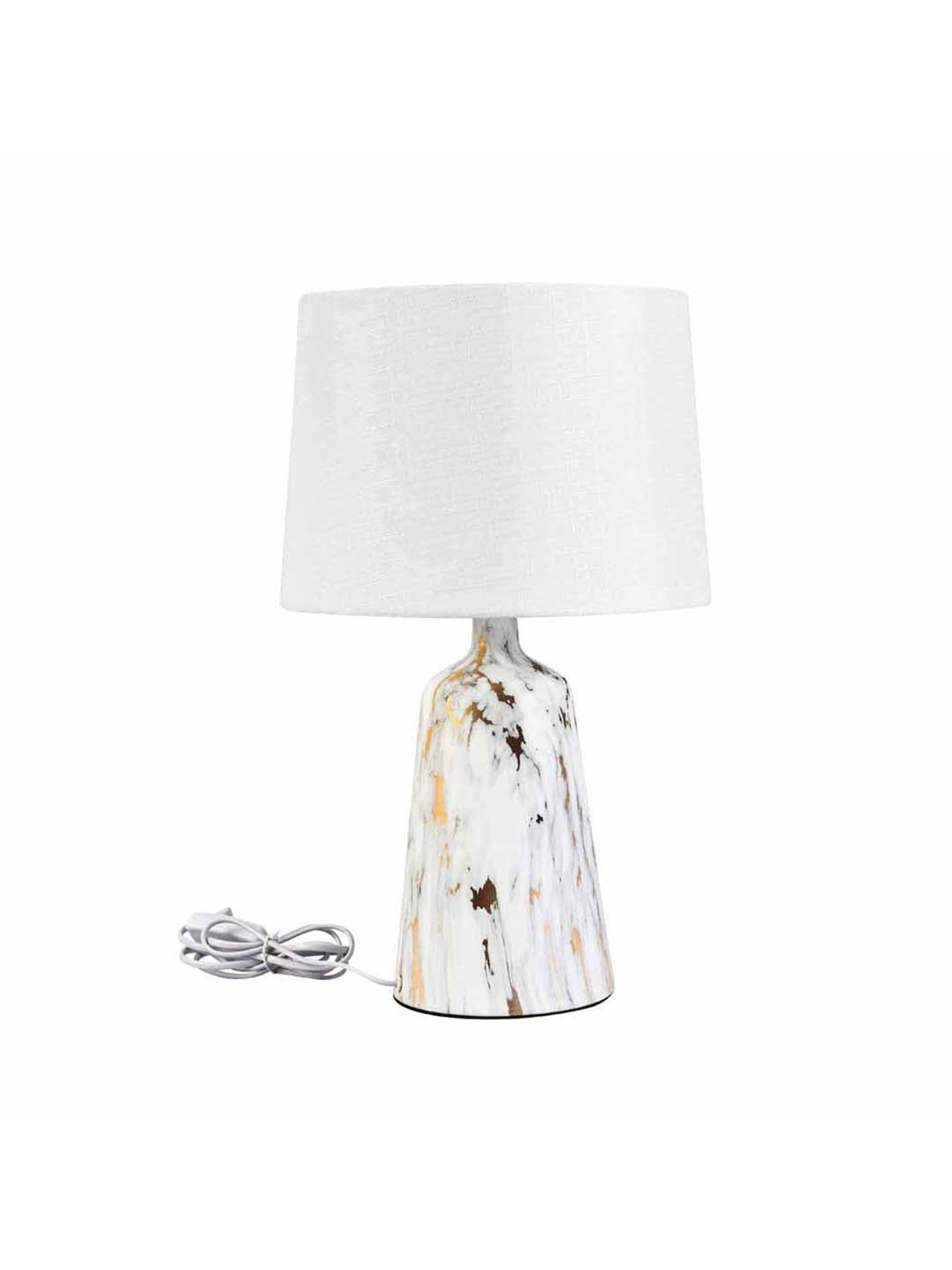 @home Nilkamal White Metal Marbela Trapeze Table Lamp