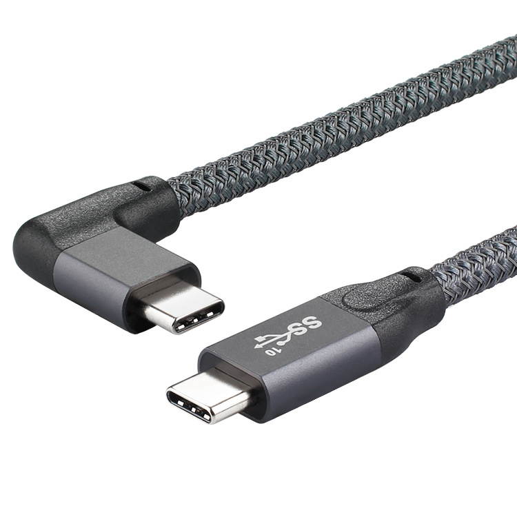 0.5m/1.64ft 1.0m/3.28ft 1.5m/4.92ft USB 3.2 Type C to Type C 90 Degree Cable USB C to USB-C Gen2 Nylon Wire 100W PD Fast Charging Data Cable 4K HD For Macbook Pro Air Samsung S20 Phone Charger Cord