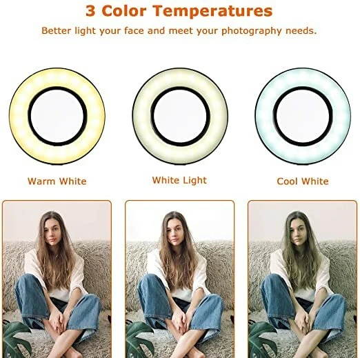 BlitzWolf  BW-SL6 Clip Selfie Ring Light with Flexible Mobile Phone Holder Lazy Bracket Desk Lamp LED Light for Live Stream Makeup Office Kitchen