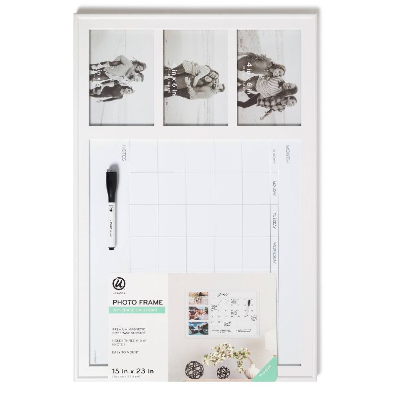 U Brands 15"x23" Photo Frame Dry Erase Monthly Calendar with Marker