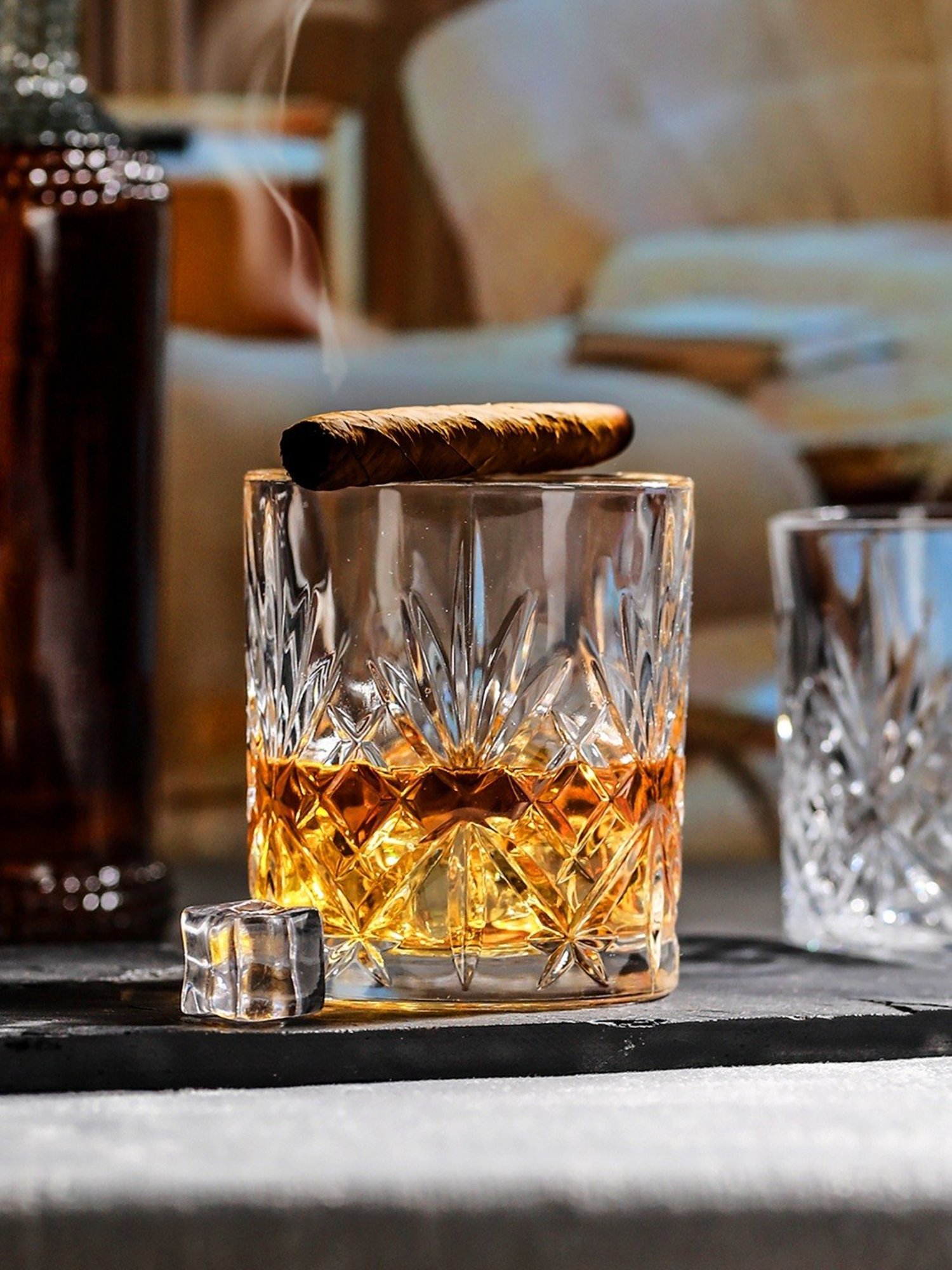 Trovea's Crystal Swords Italian Crystal Transparent Glass Whiskey Glass - Set of 6