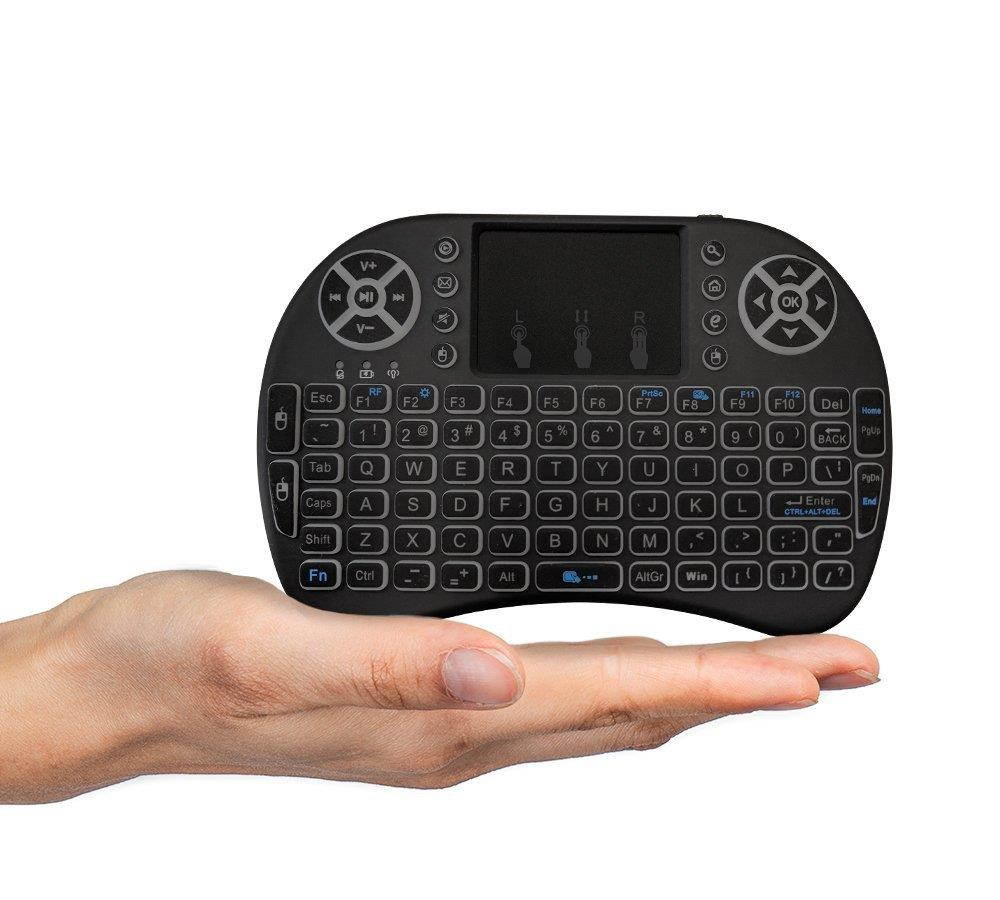 OEM (US Version) FMKRFL1-US32 Mini Wireless Keyboard with Touchpad Mouse 2.4GHz Remote Controller Rechargeable Combos for Google Android Box, Pc, Pad, Smart TV Player, Black