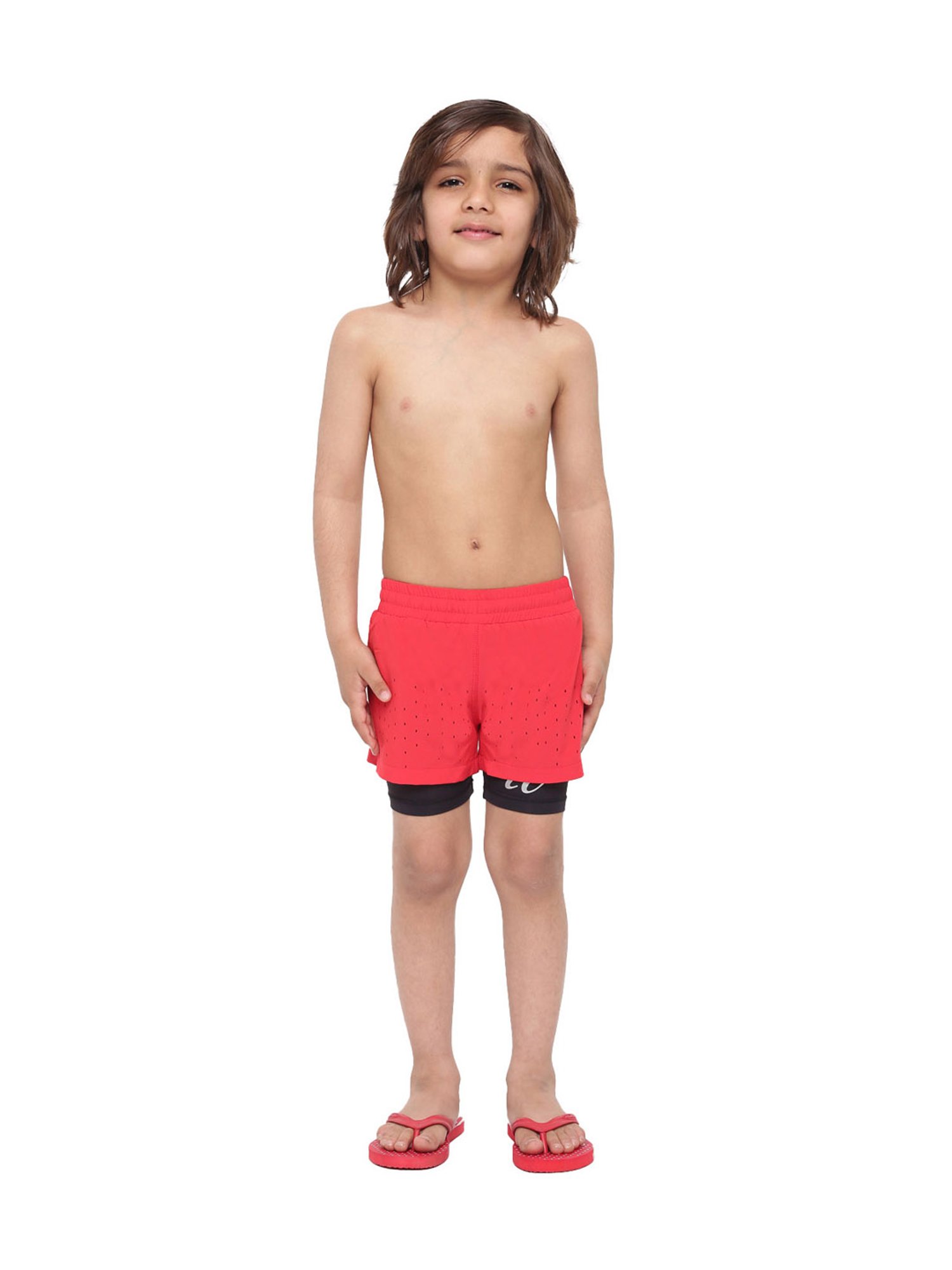 IO Kids Red Solid Jammers