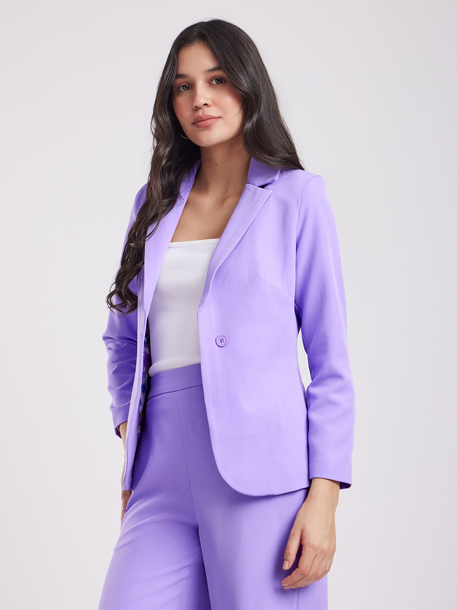 Fablestreet Lilac Relaxed Fit Blazer