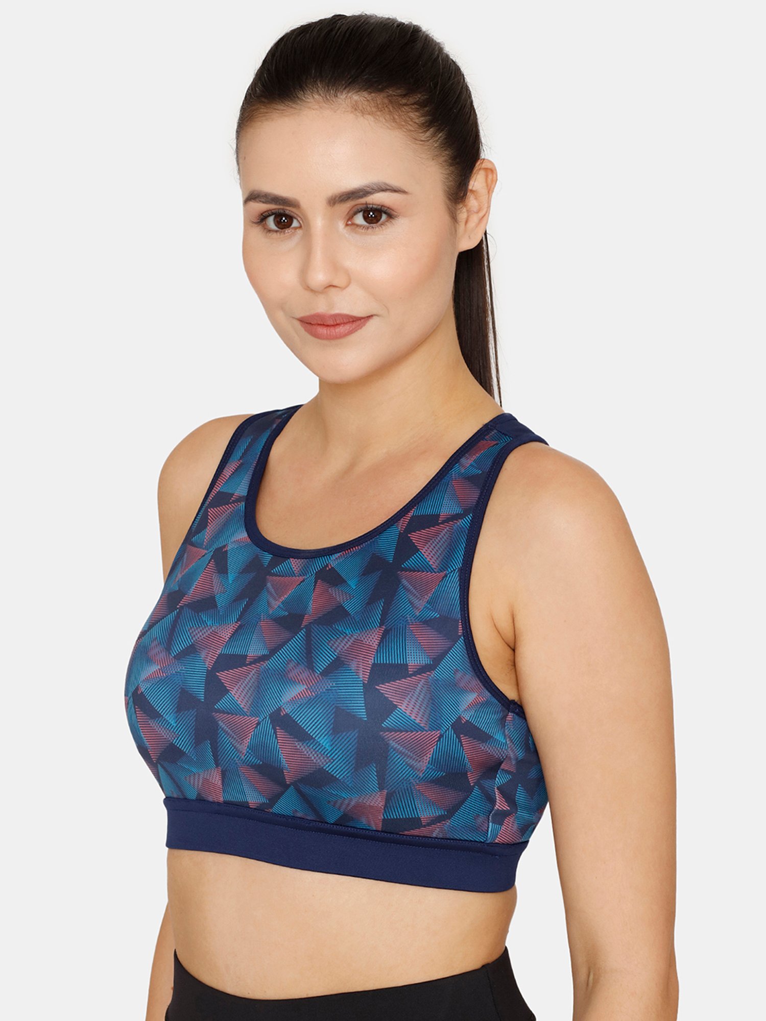 Zelocity by Zivame Blue Printed Sports Bra