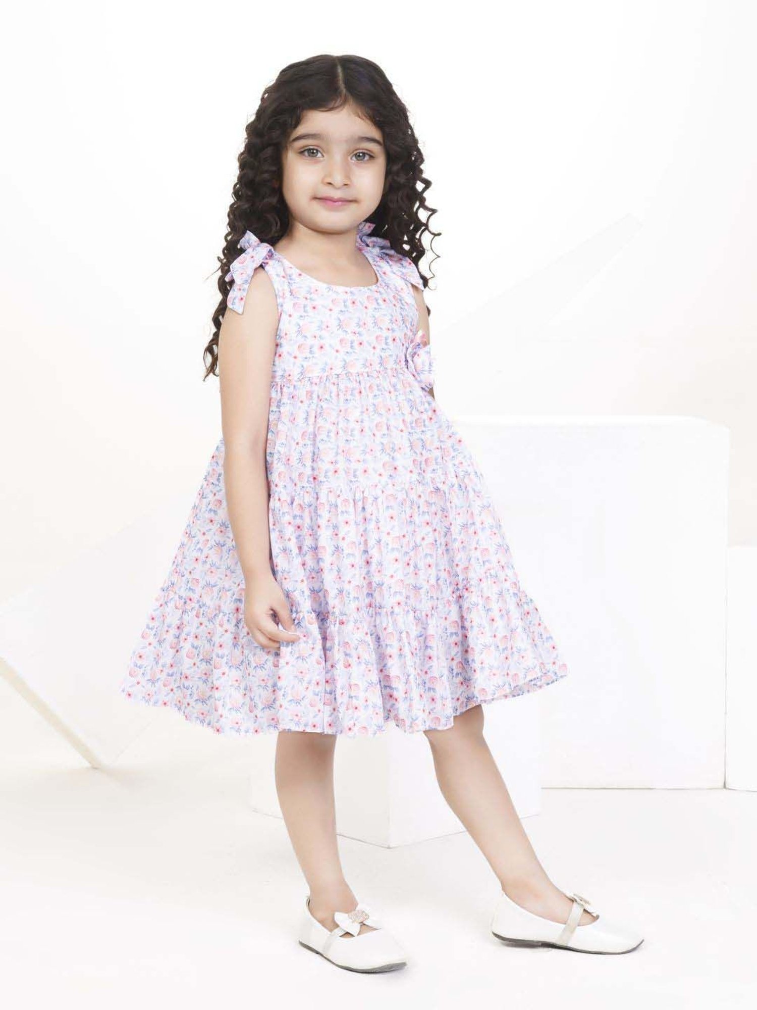 Peppermint Girls White Floral Dress