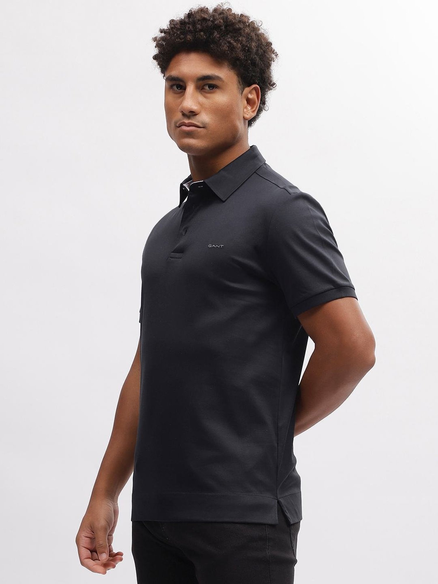 GANT Solid Polo Neck Slim Fit T-Shirt
