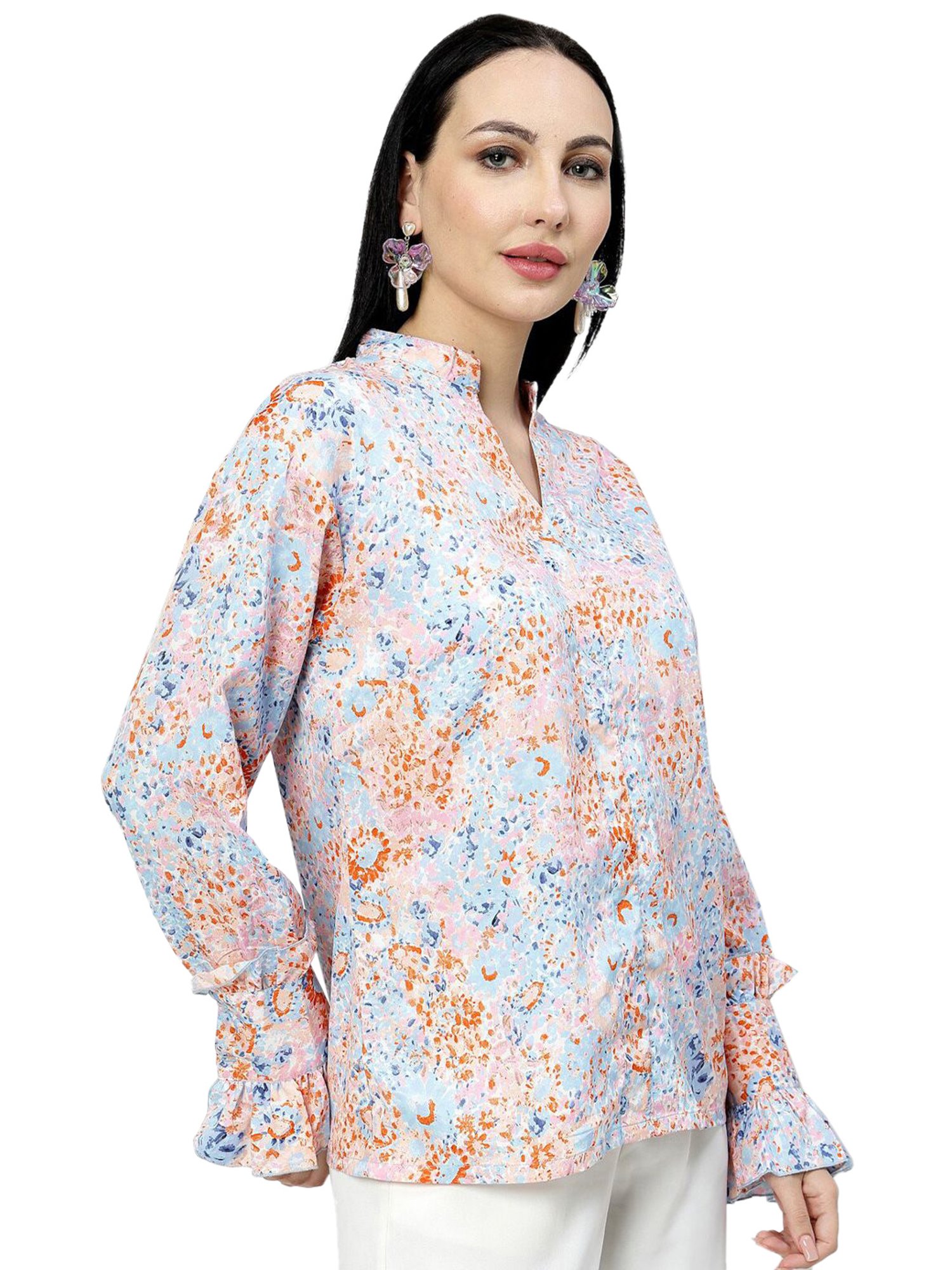 Melon by PlusS Blue & Rust Printed Top