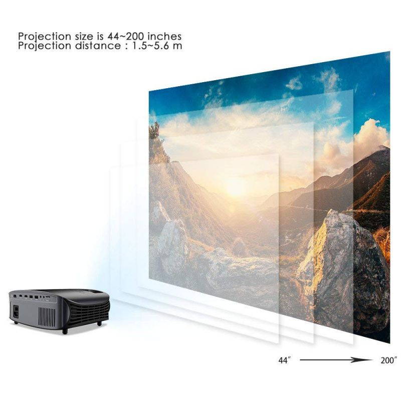 GooDee HD Video Projector 3600L Outdoor Movie Projector, 200" Home Theater Projector Support 1080P, Compatible with Fire TV Stick, PS4, HDMI, VGA, AV and USB