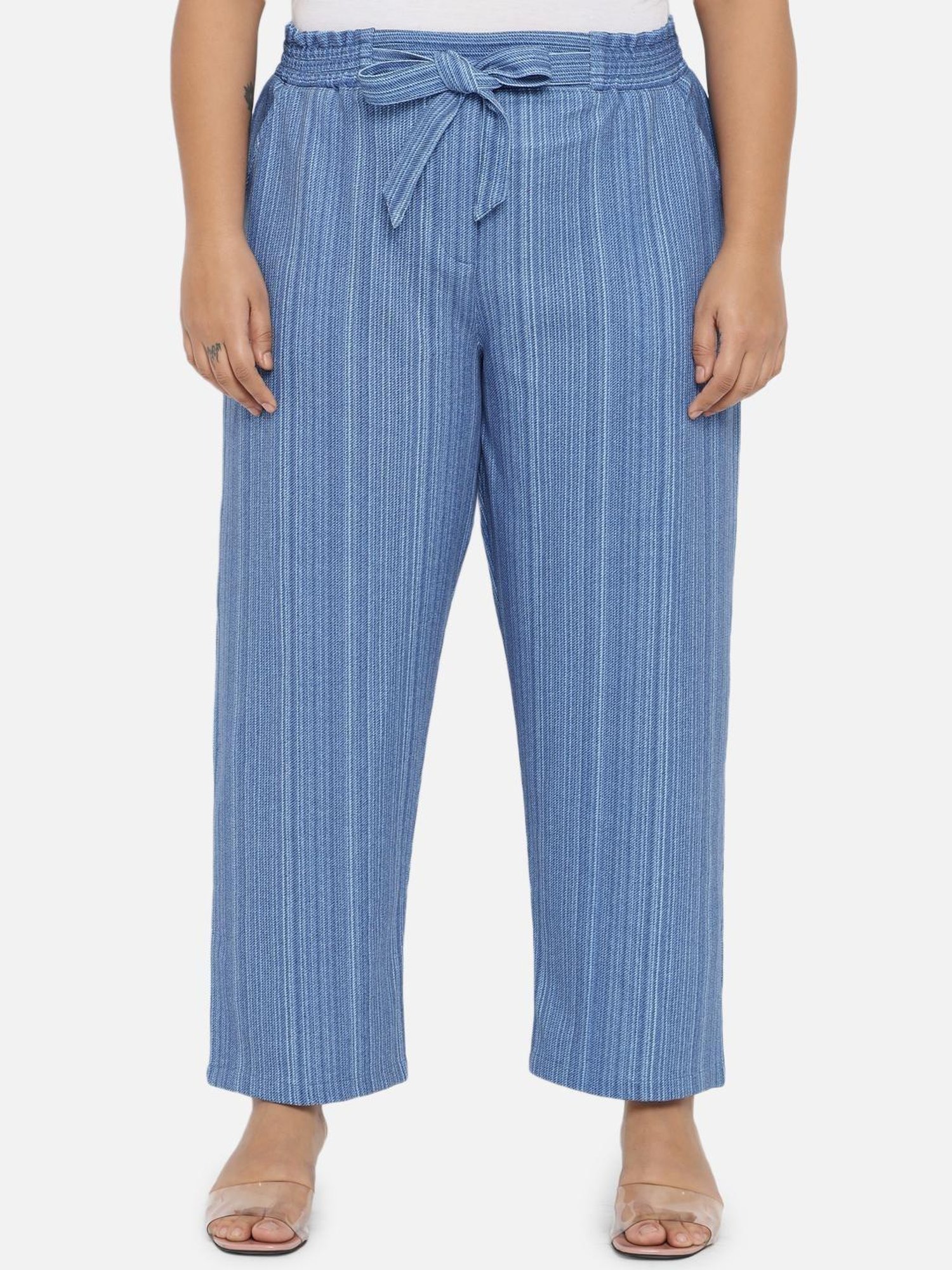 Amydus Light Blue Striped Trousers