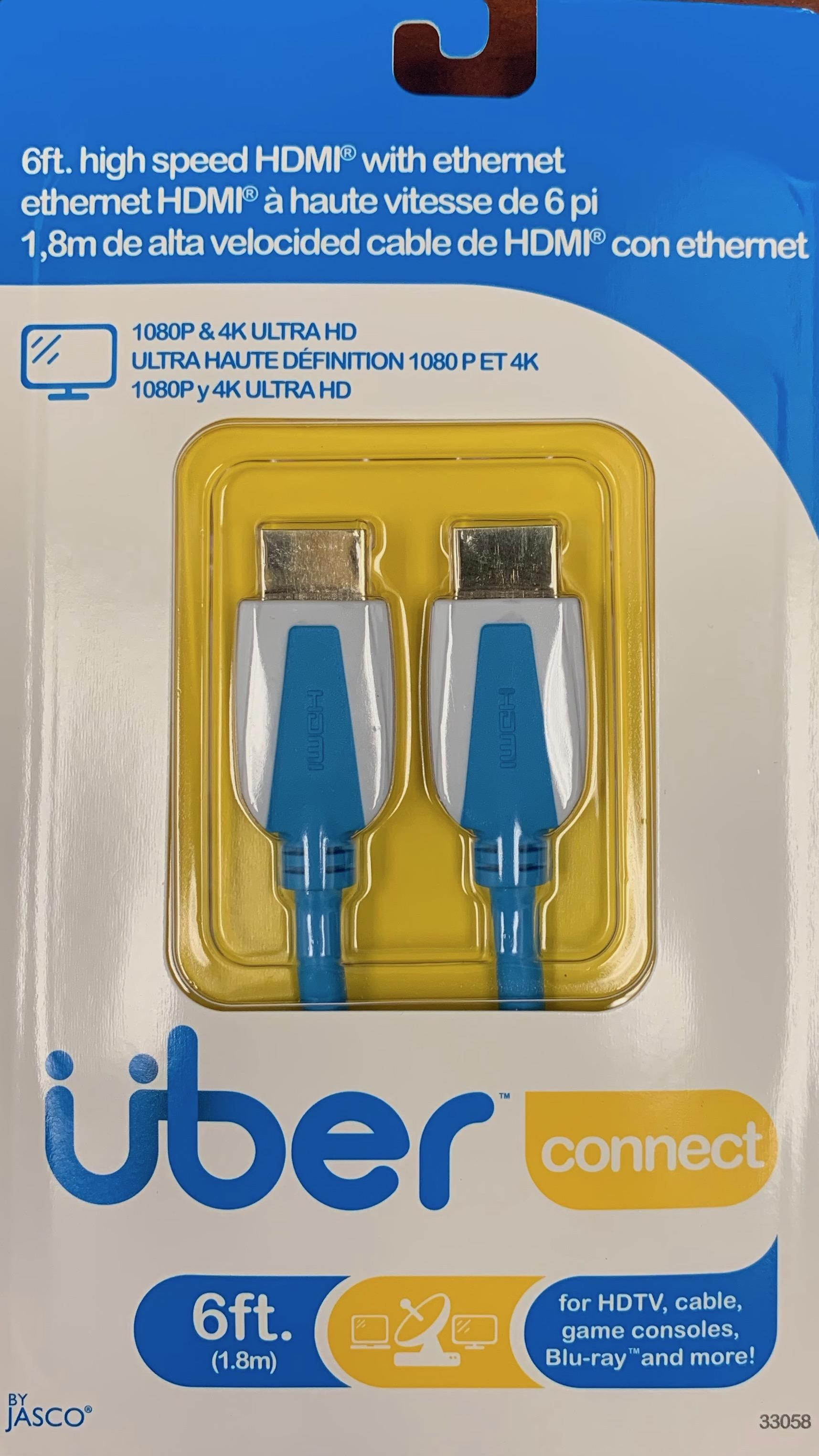 Uber HDMI Cable, High Speed, Ethernet, 6 FT HDMI