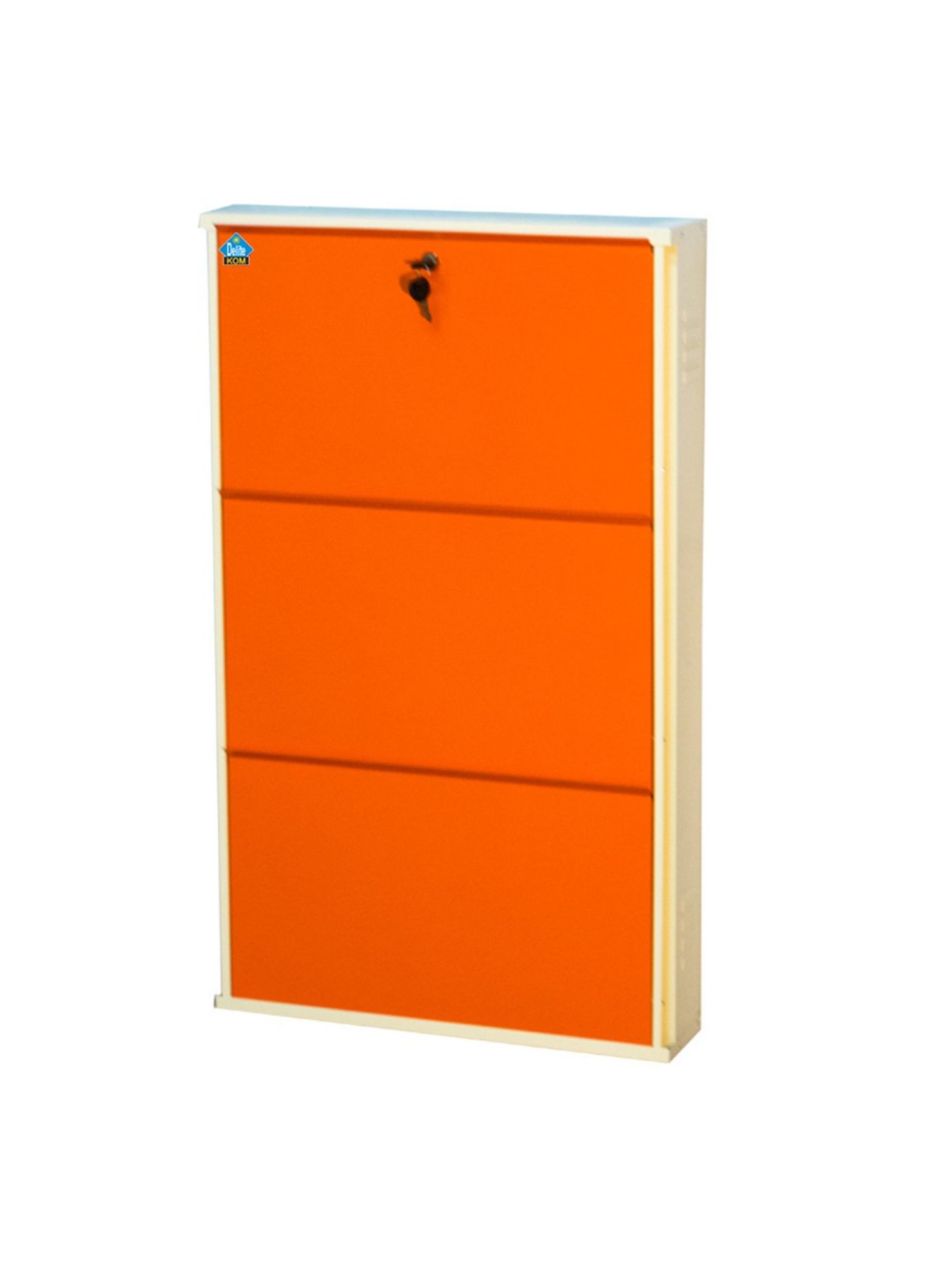 Delite Kom Metal Shoe Rack - 24" 3 Shelf, Ivory Orange, PowderCoat, Wall Mount, DIY