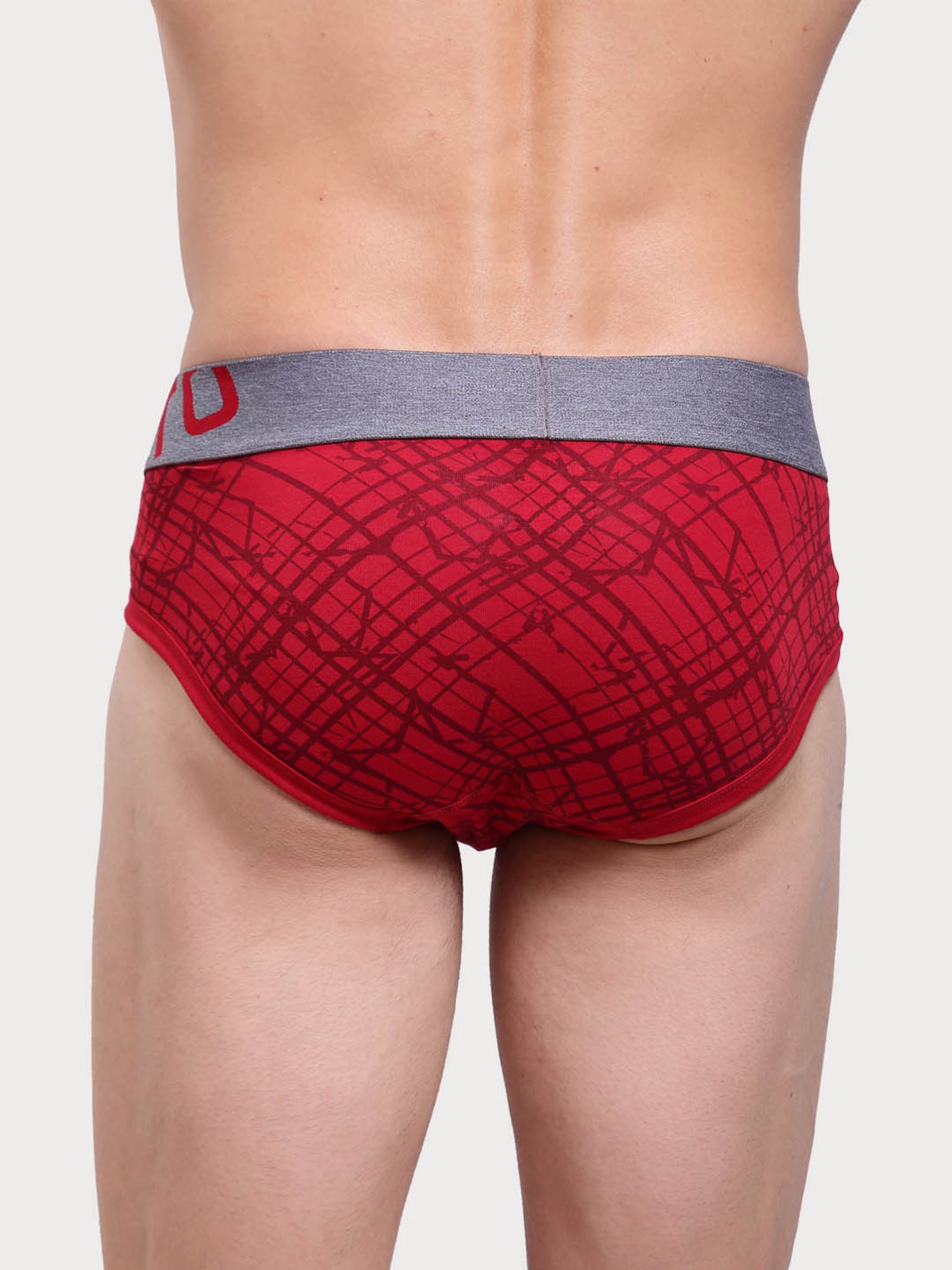 Zoiro Red & Total Eclipse Regular Fit Checks Briefs - Pack Of 2