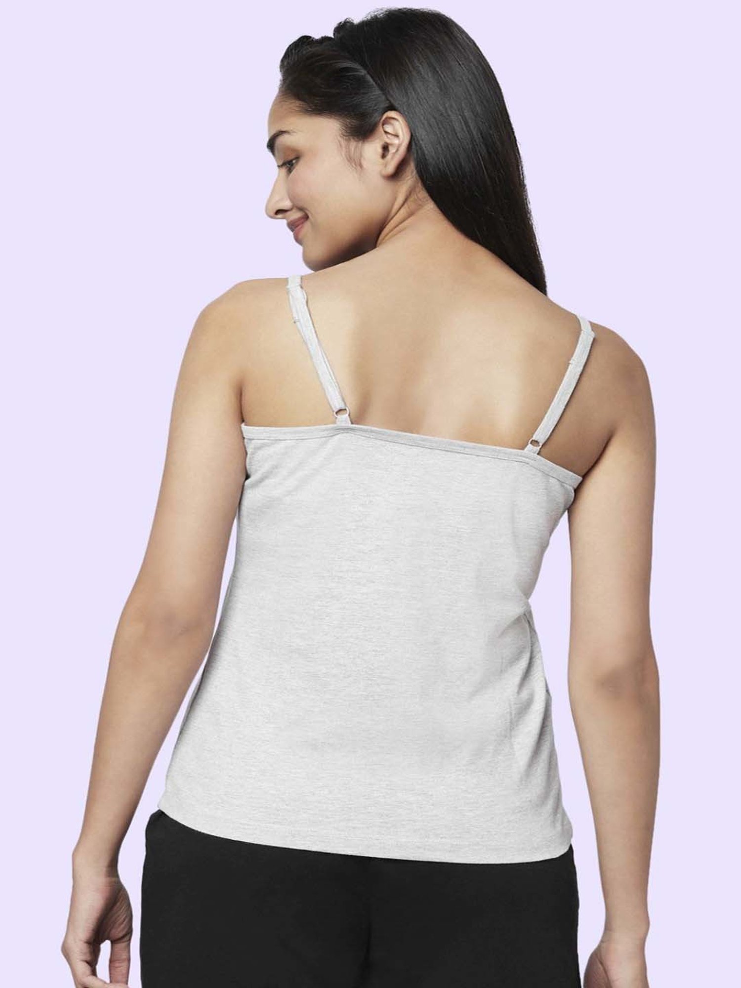 YU by Pantaloons Olive Green & Grey Cotton Printed Camisoles - Pack Of 2