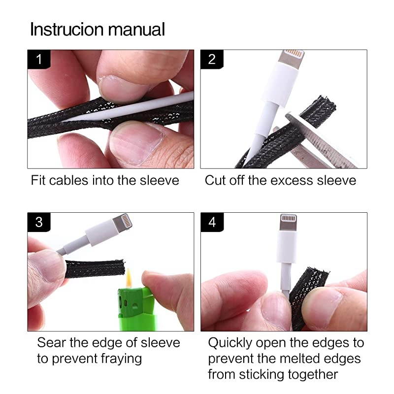 10ft 18 inch Cord Protector Wire Loom Tubing Cable Sleeve Split Sleeving For USB Cable Power Cord Audio Video Cable Protect Cat From Chewing Cords Black