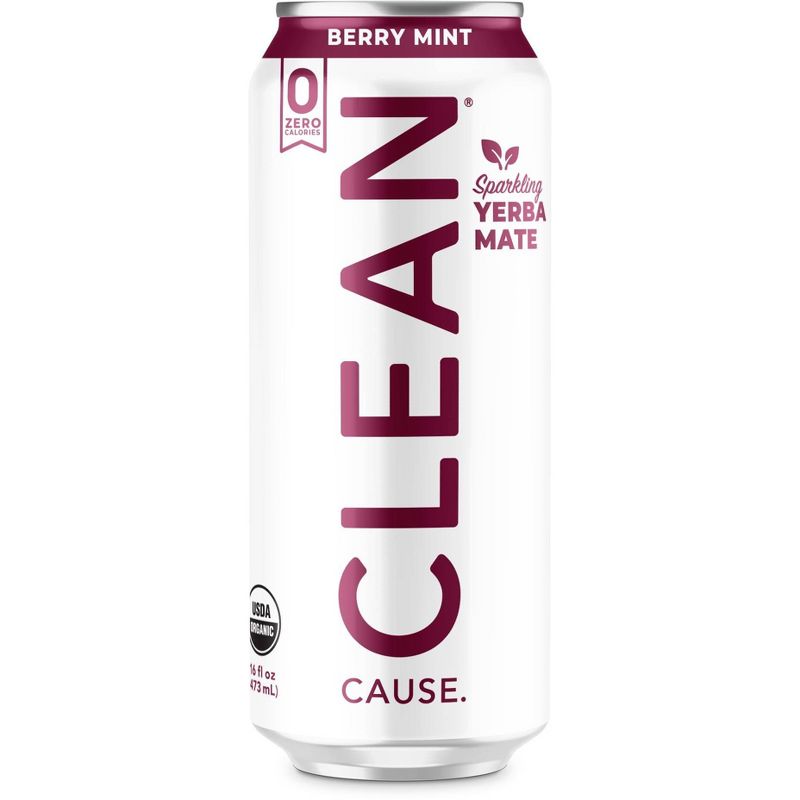 Clean Cause Sparkling Yerba Mate Berry Mint - 16 fl oz Can