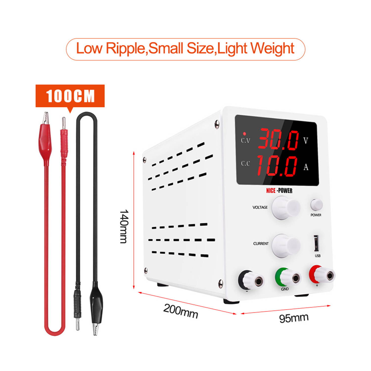 110V 0-30V 0-10A DC Power Supply Voltage-stabilized Source Regulated Power Supply Stabilized Voltage Supply CV & CC Dual Output Modes 3-digit High Precision LED Display