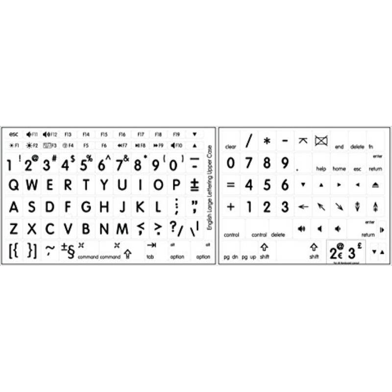 mac english large lettering keyboard sticker new matte white background