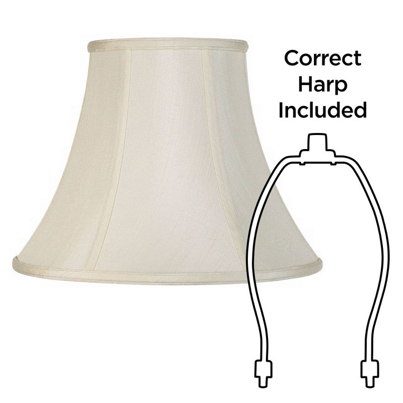 Imperial Shade Creme Medium Bell Lamp Shade 7" Top x 14" Bottom x 11" Slant x 10.5" High (Spider) Replacement with Harp and Finial