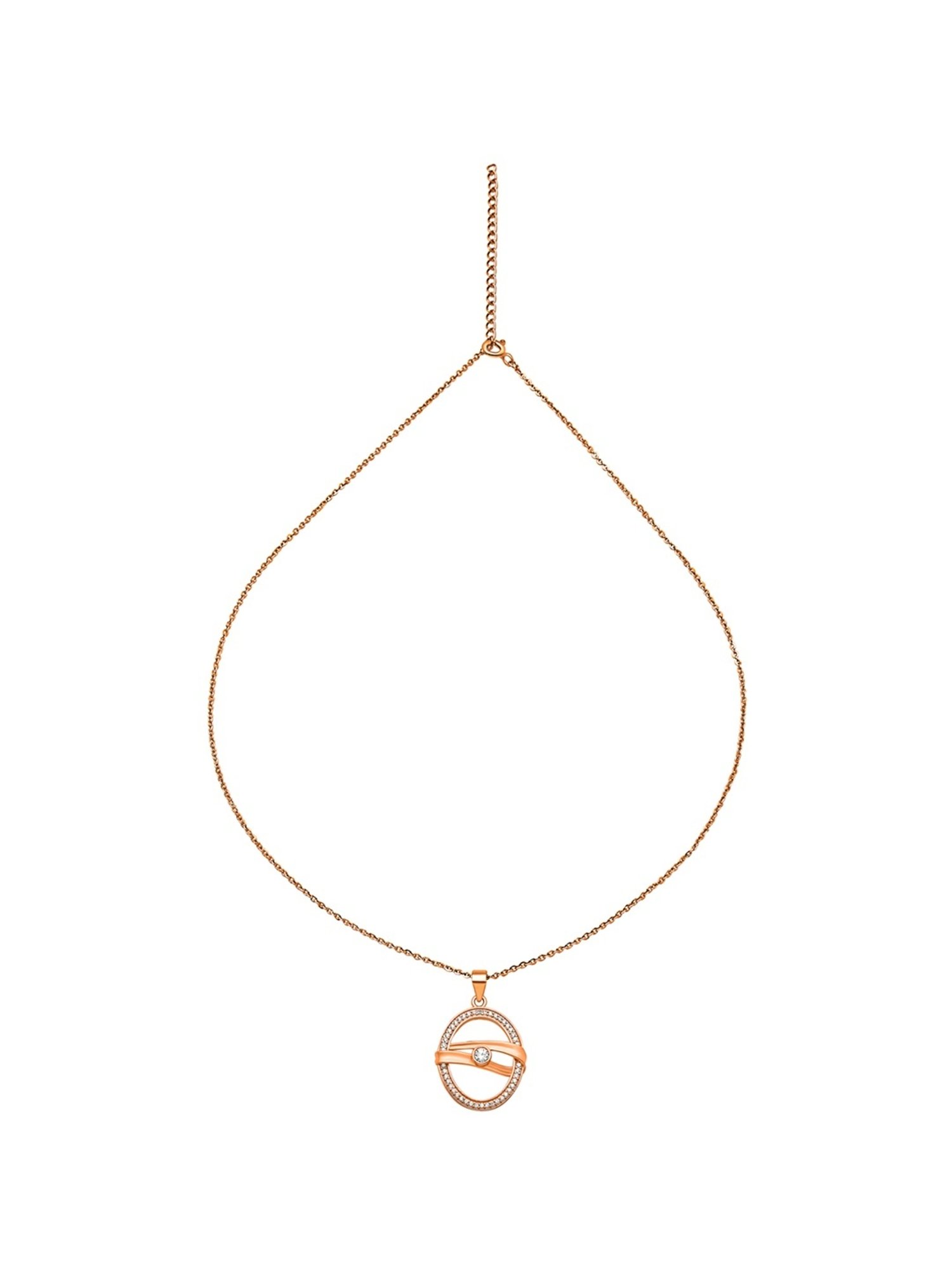 Silberry 92.5 Sterling Silver Rose Gold Boho Pendant with Chain