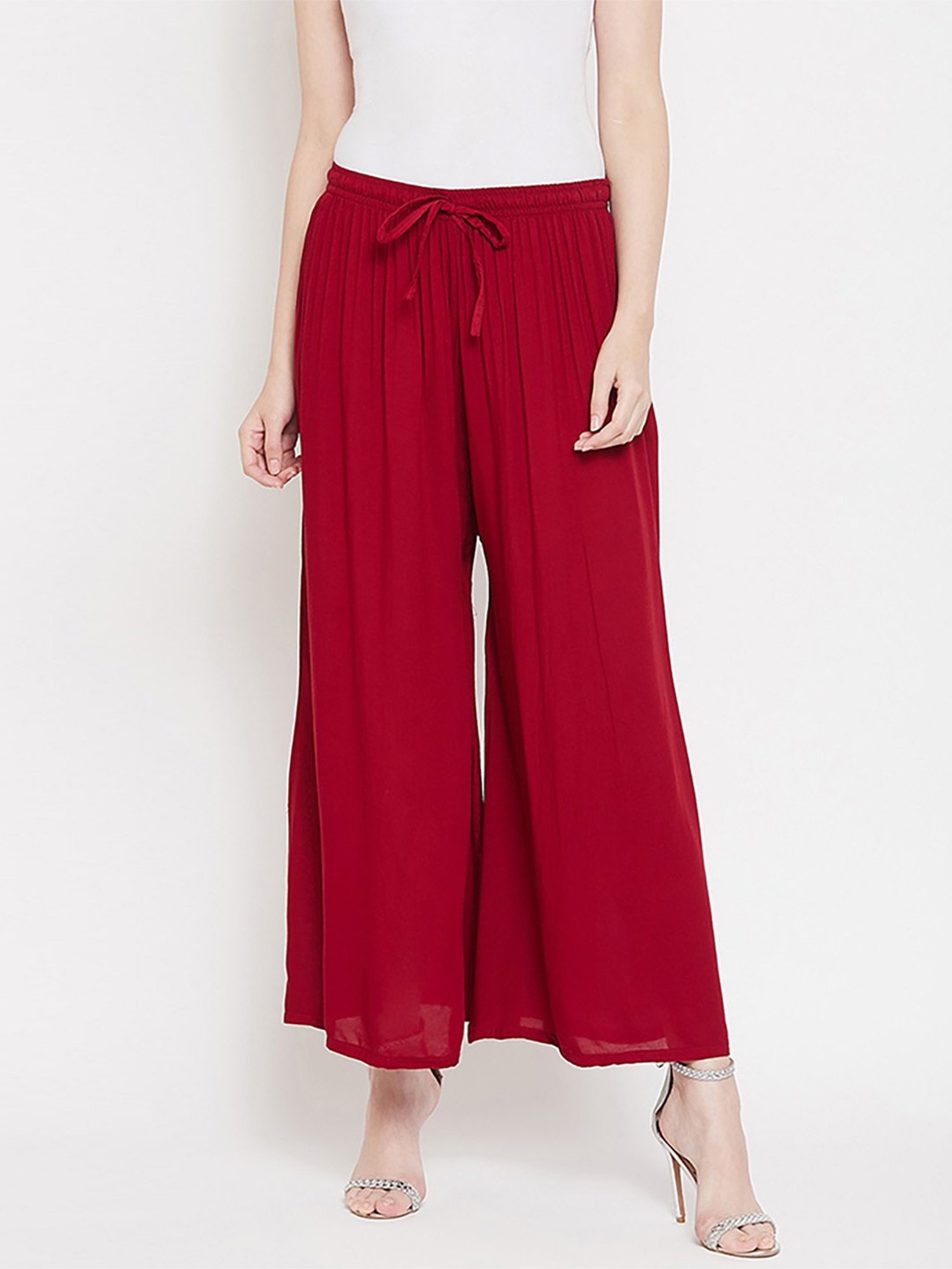 Castle Maroon Regular Fit Palazzos