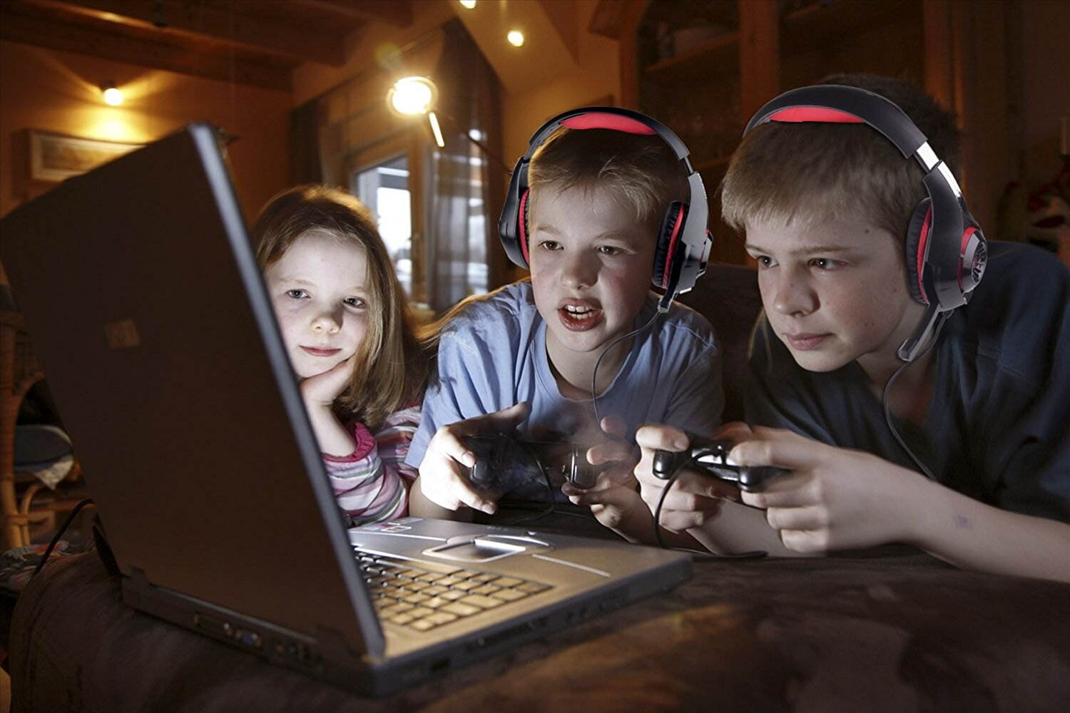 Beexcellent Gaming Headset, Bass Enhanced Headphone for Playstation PS4 PSP Xbox One Tablet iOS iPad Smartphone Free Adapter Cable for PC with Mic Noise Cancelling Black+Blue