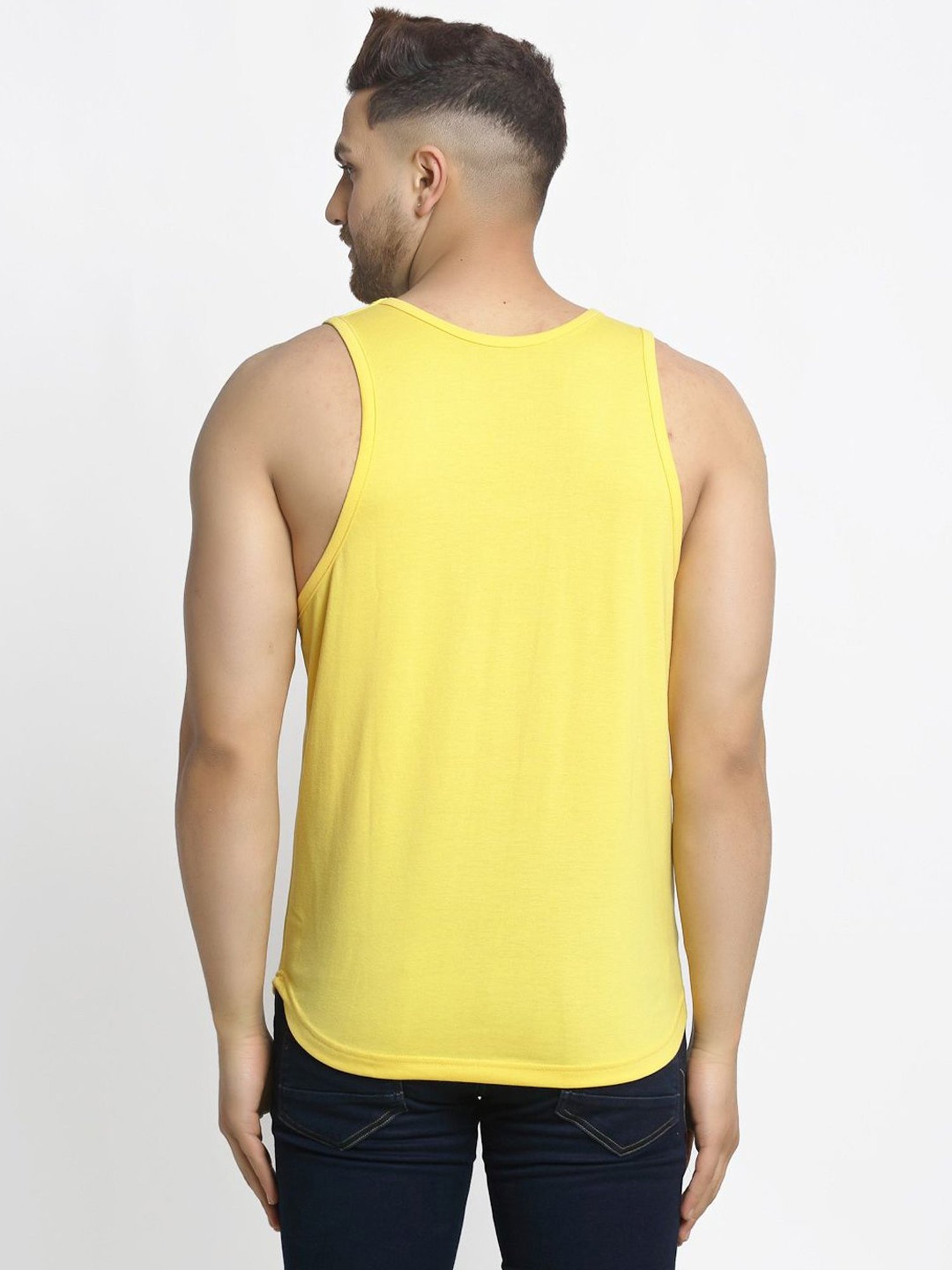 Friskers Multi Cotton Slim Fit Printed Gym Vest - Pack of 2