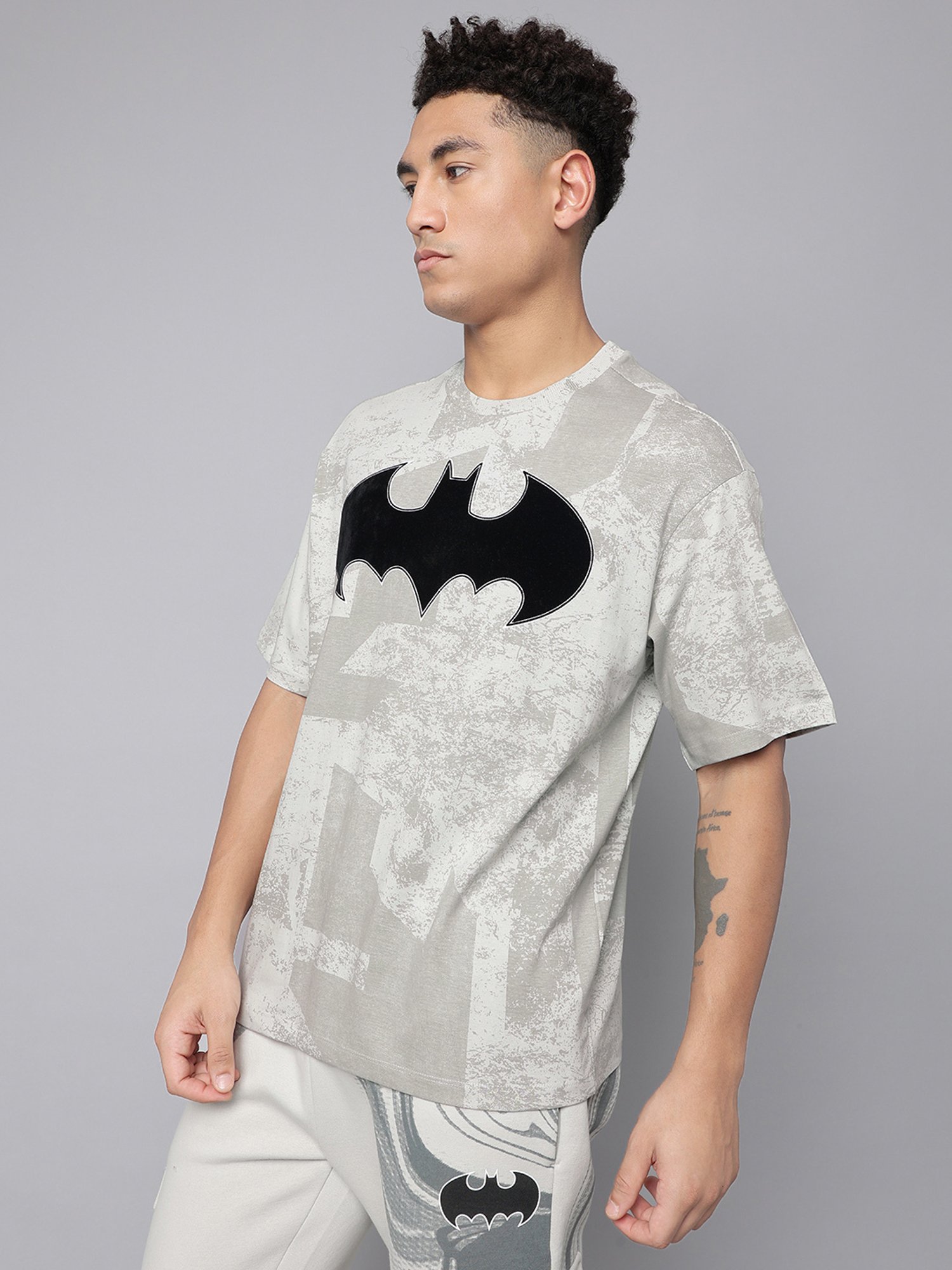 Free Authority Grey Cotton Oversized Printed T-Shirt
