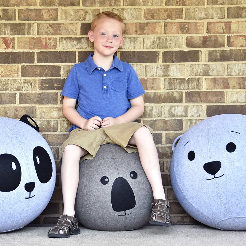 Vivora Niko Children's Anti Burst Inflatable 18 Inch Spherical Bounce Exercise Ball Ergonomic Chair, Brown Bear