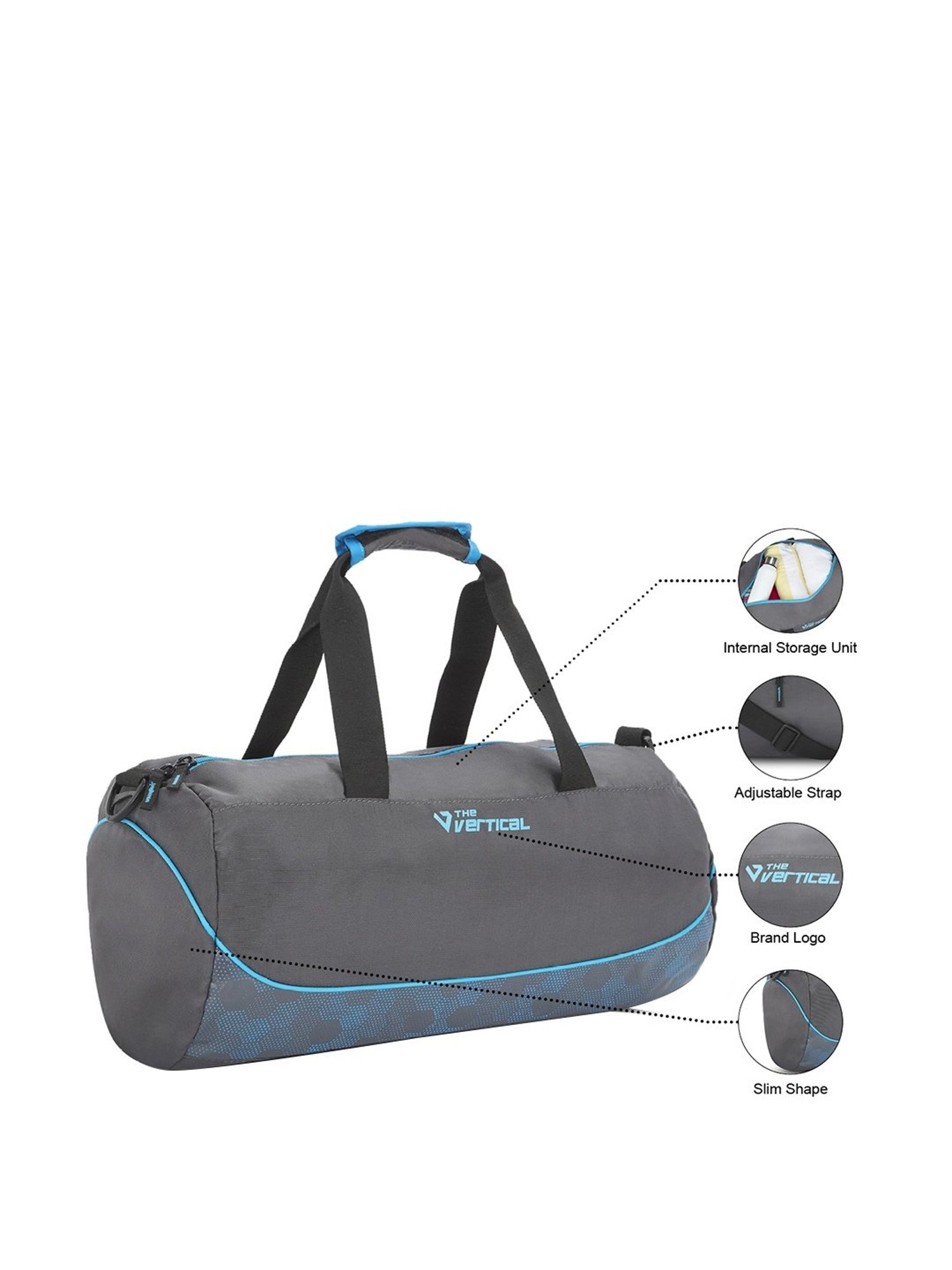 The Vertical Impulse Grey & Blue Medium Duffle Bag