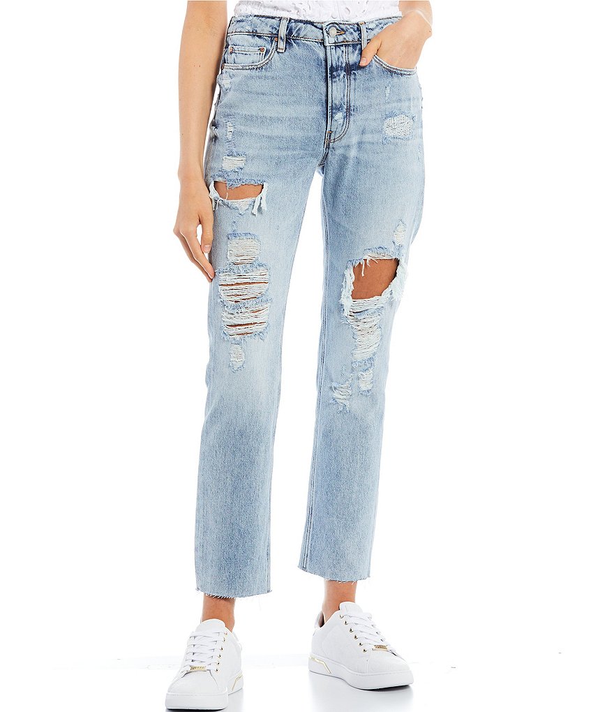 Celebrity Pink Shadow Knee Mid Rise Straight Jeans